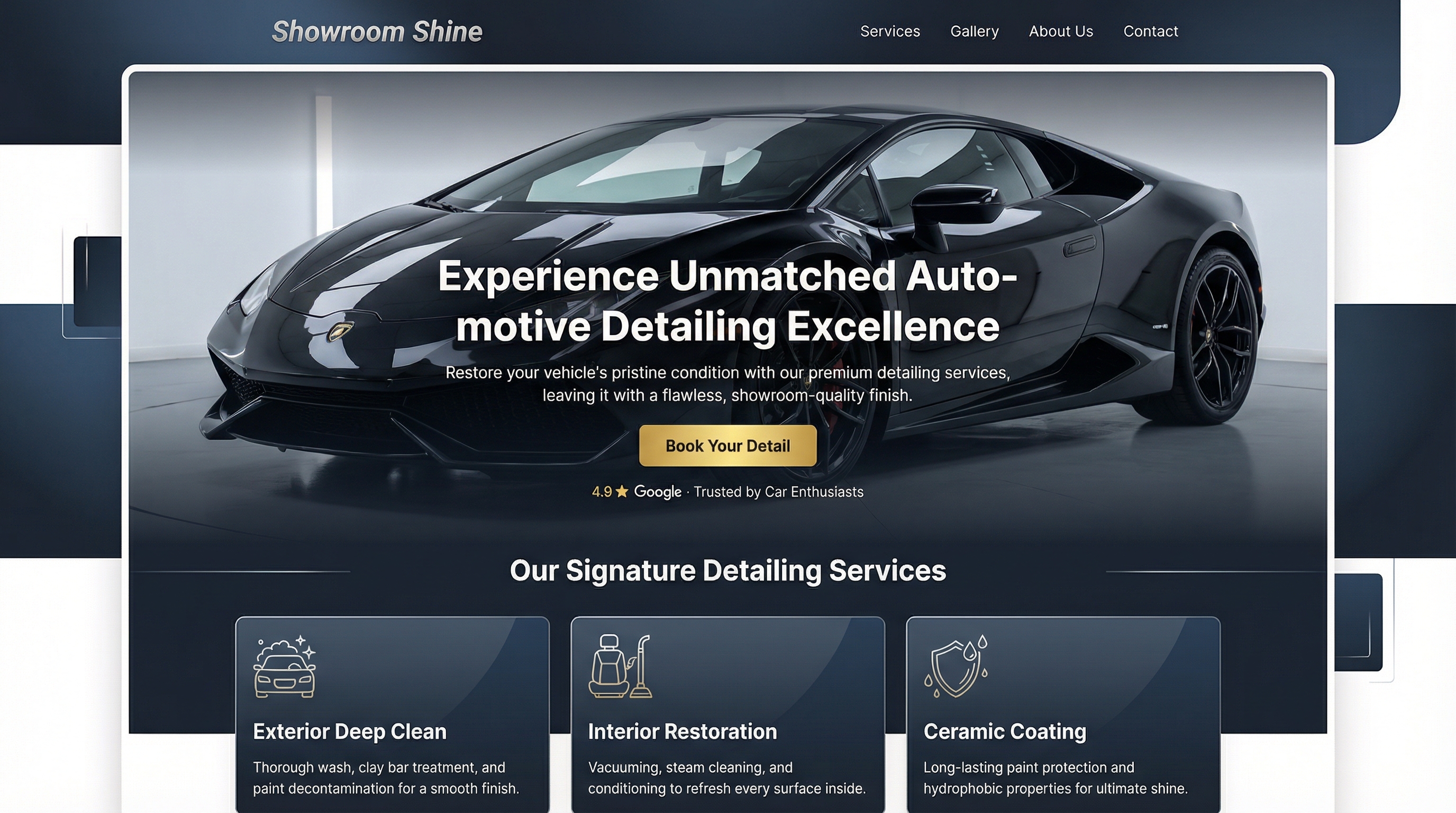 Showroom Shine Automotive Detailing website preview