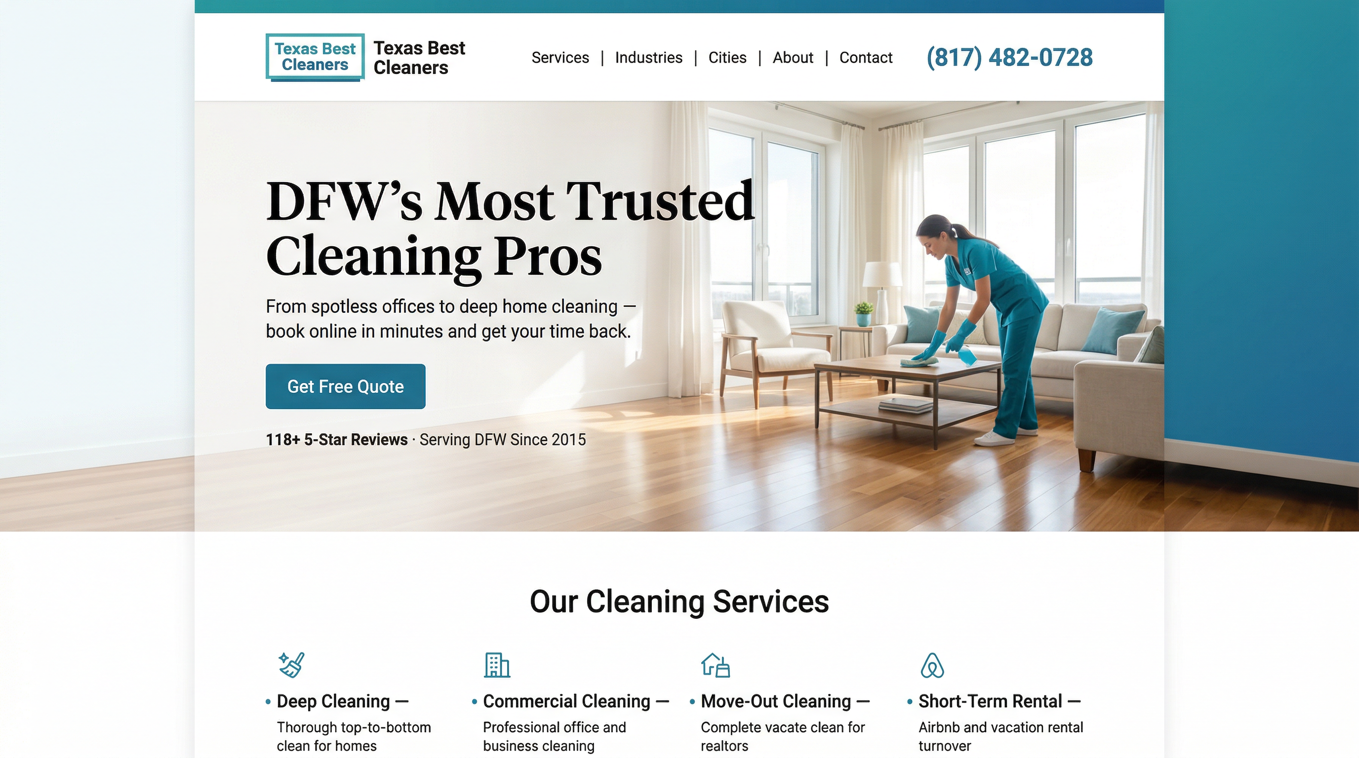 Texas Best Cleaners website preview
