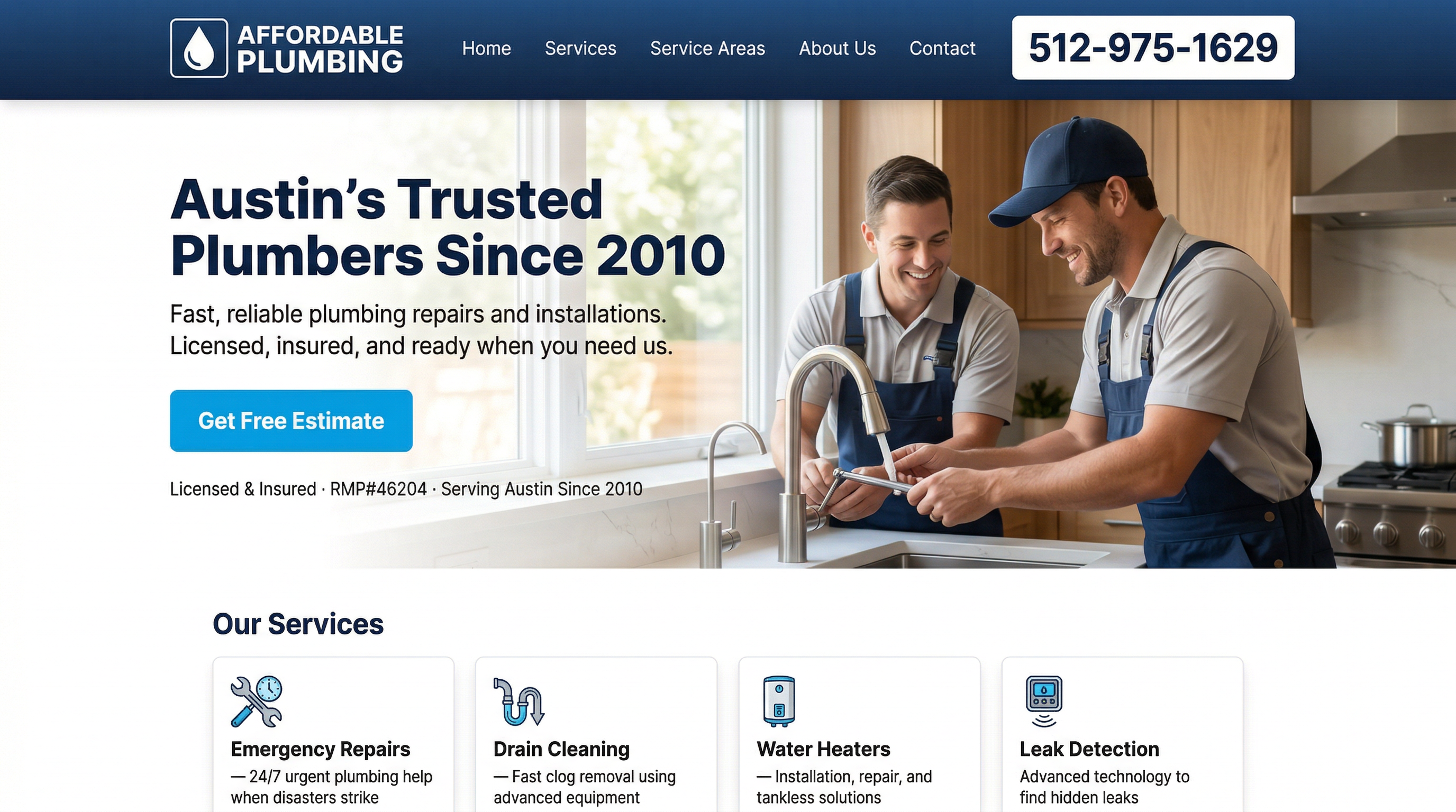 Affordable Plumbing LLC website preview