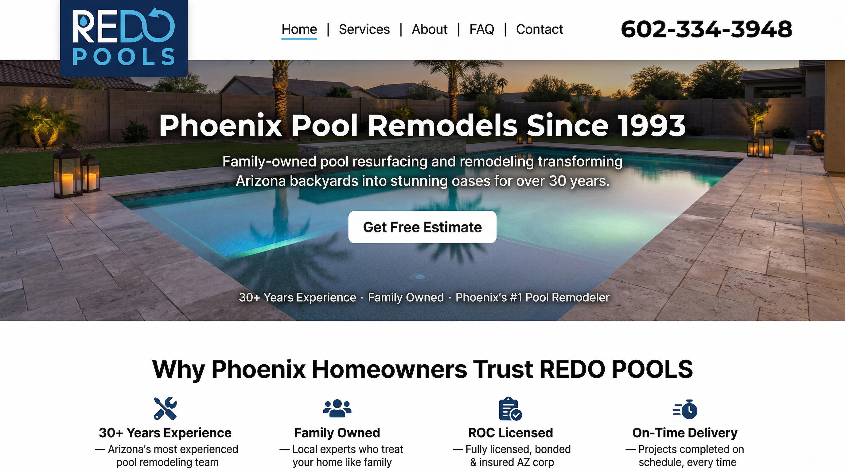 REDO POOLS website preview