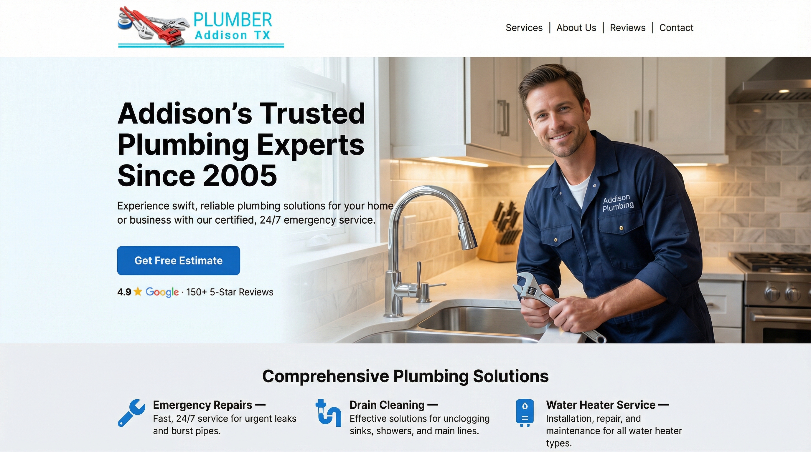 Plumber Addison TX website preview