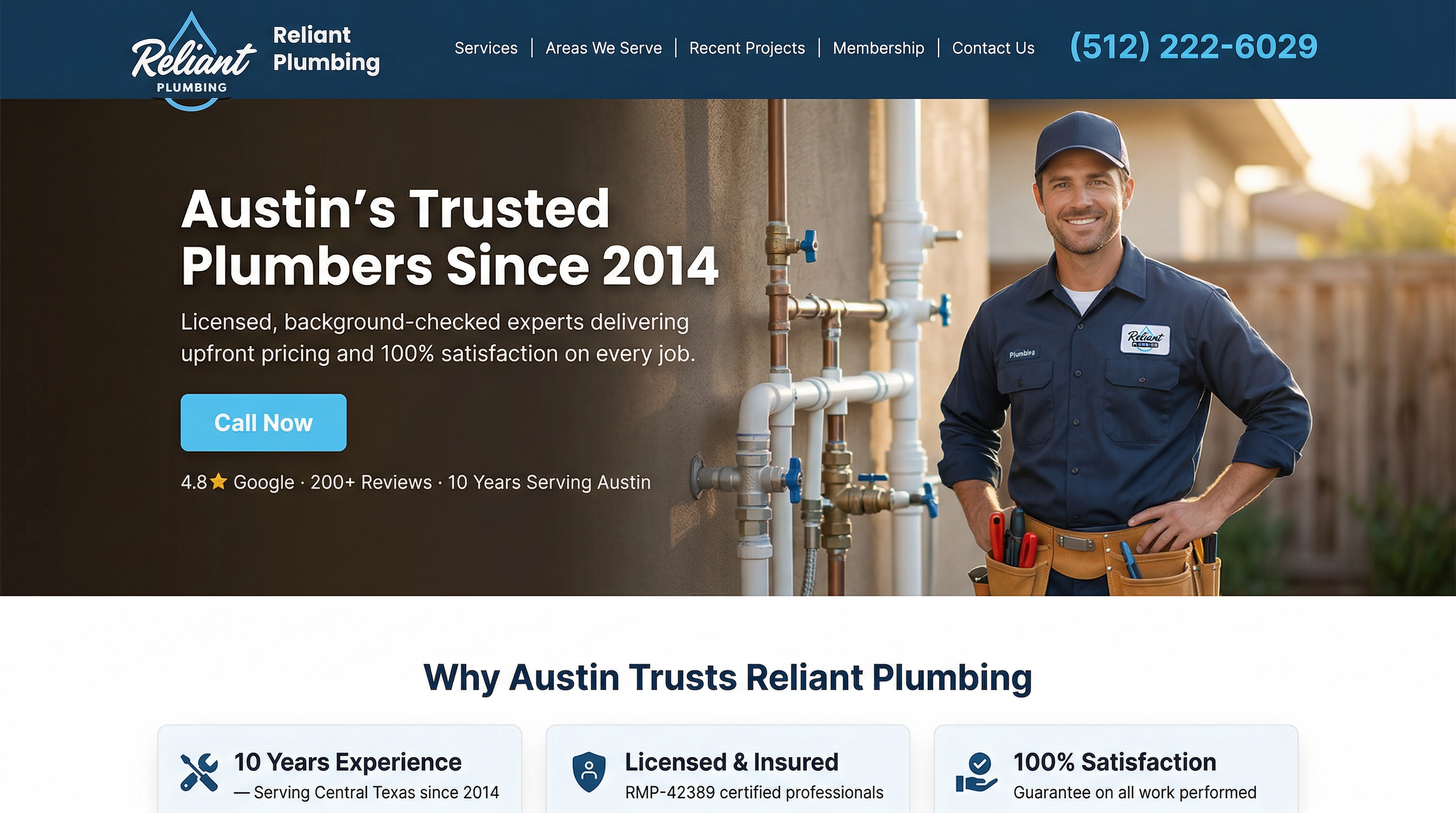 Reliant Plumbing - Austin website preview