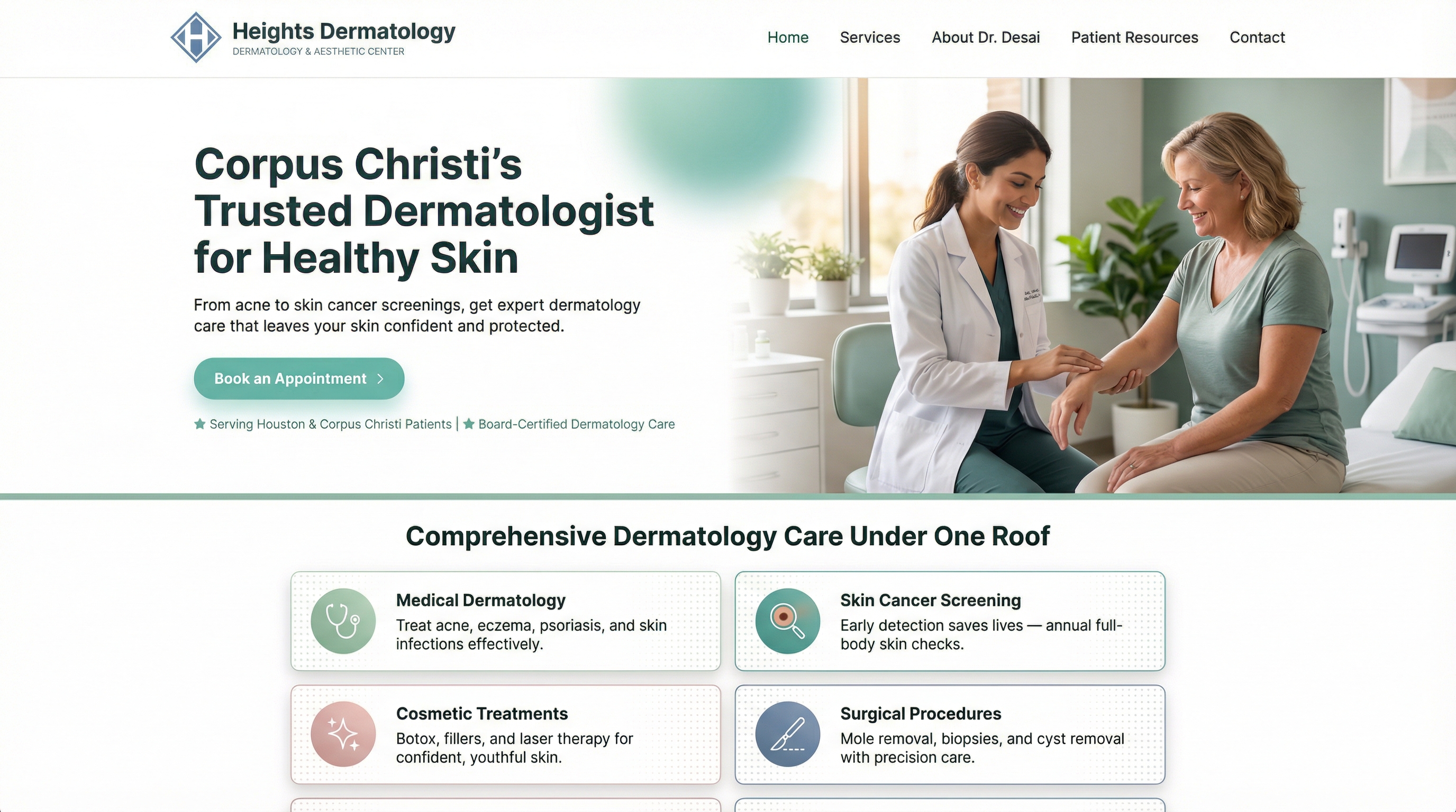 Heights Dermatology website preview