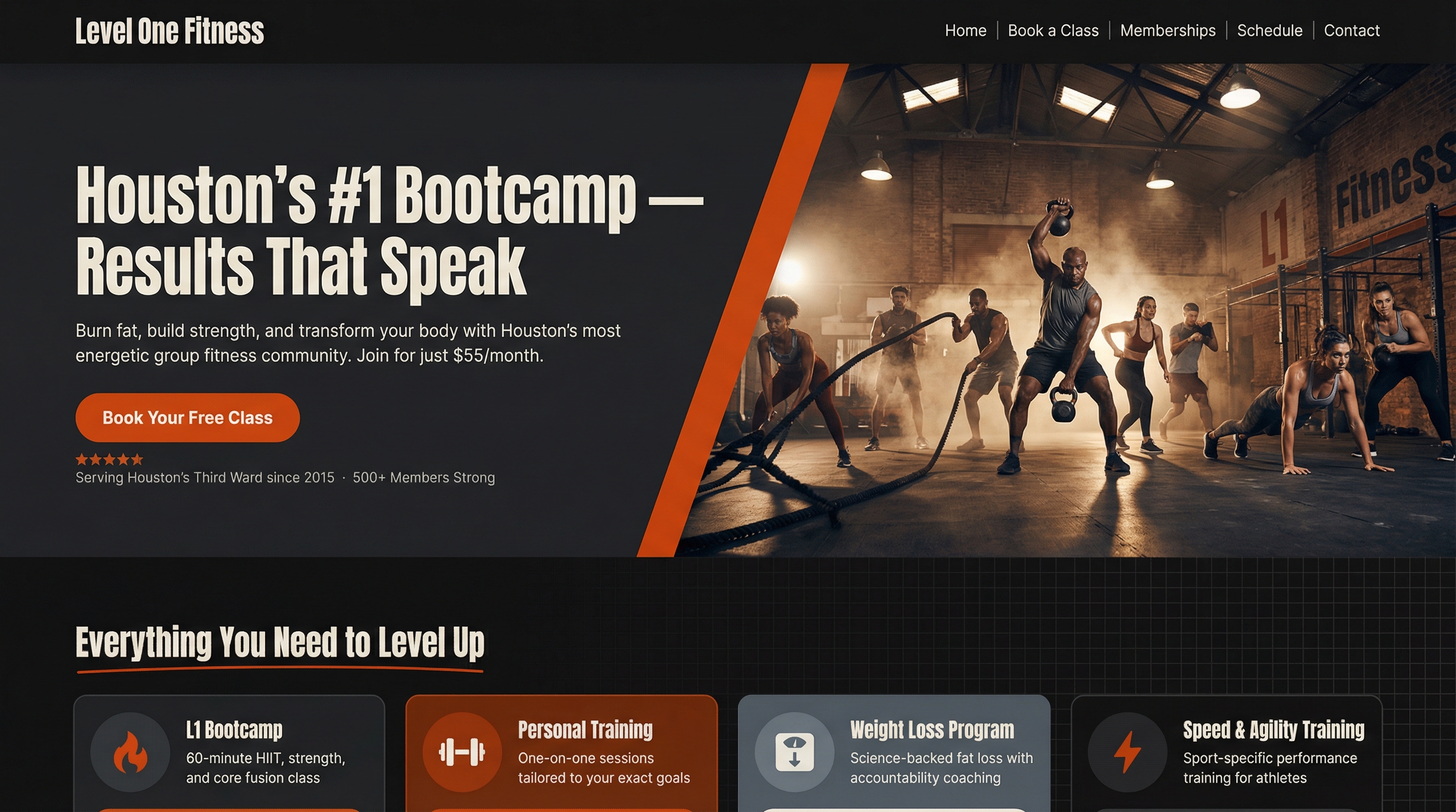 Level One Fitness website preview