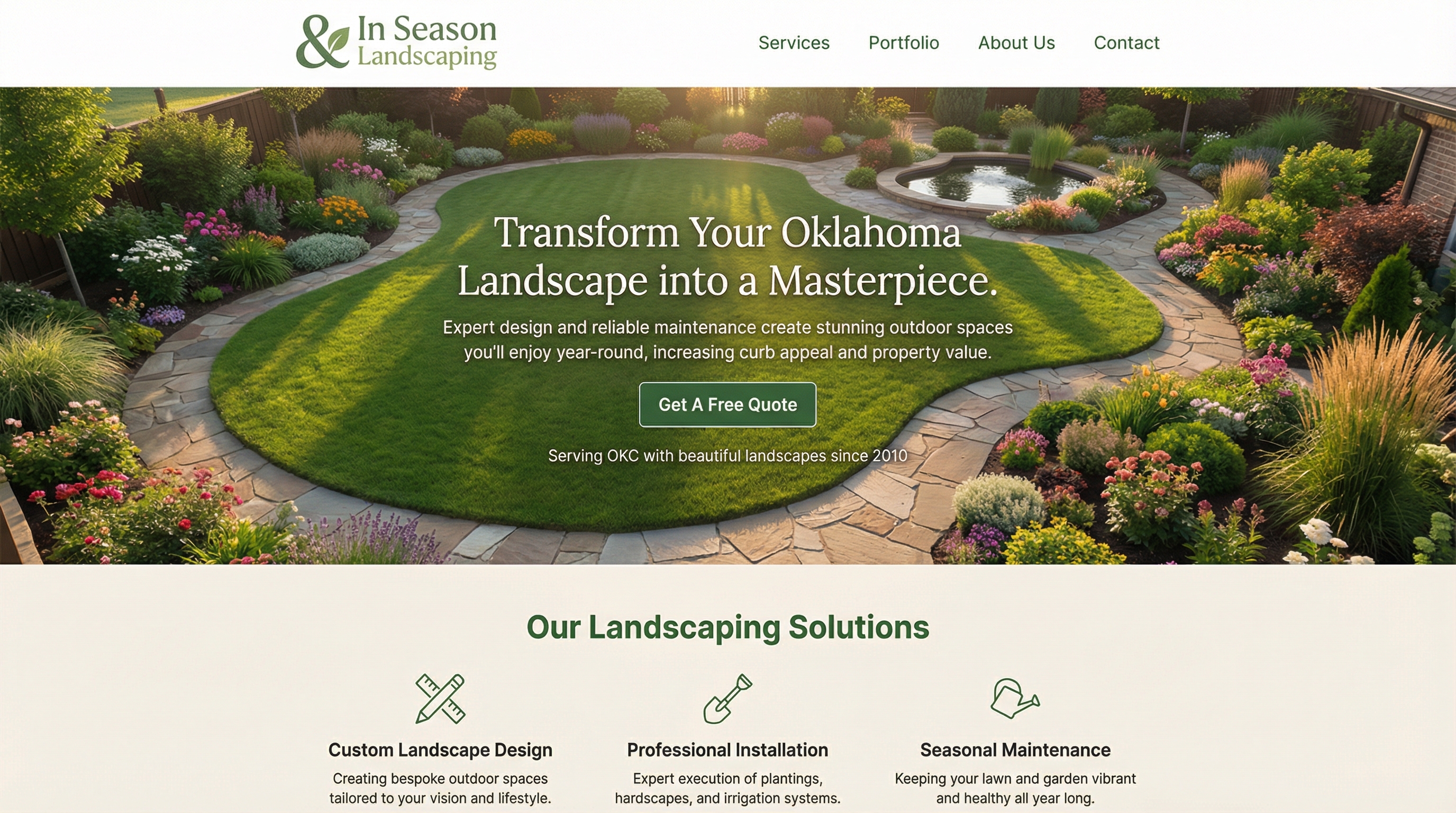 In Season Landscaping OKC website preview