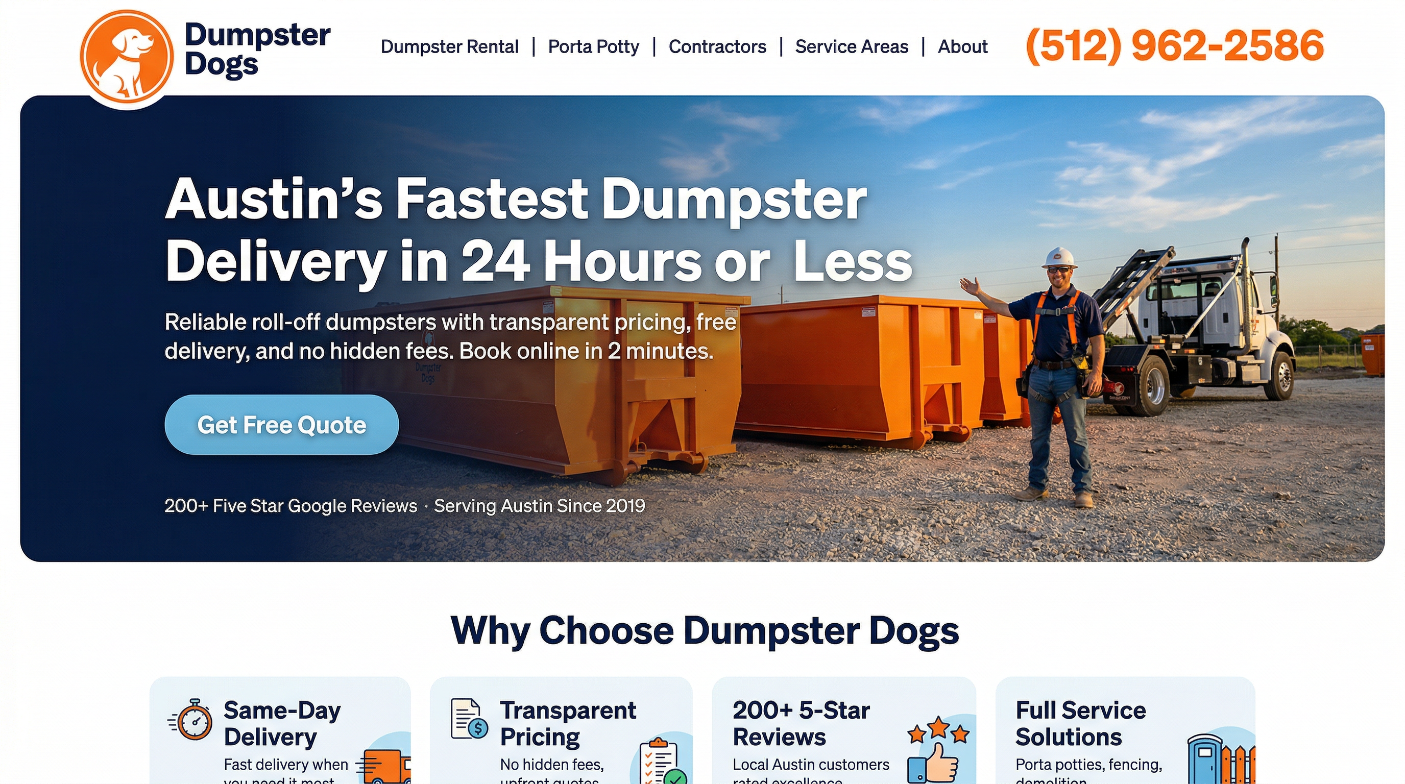 Dumpster Dogs website preview