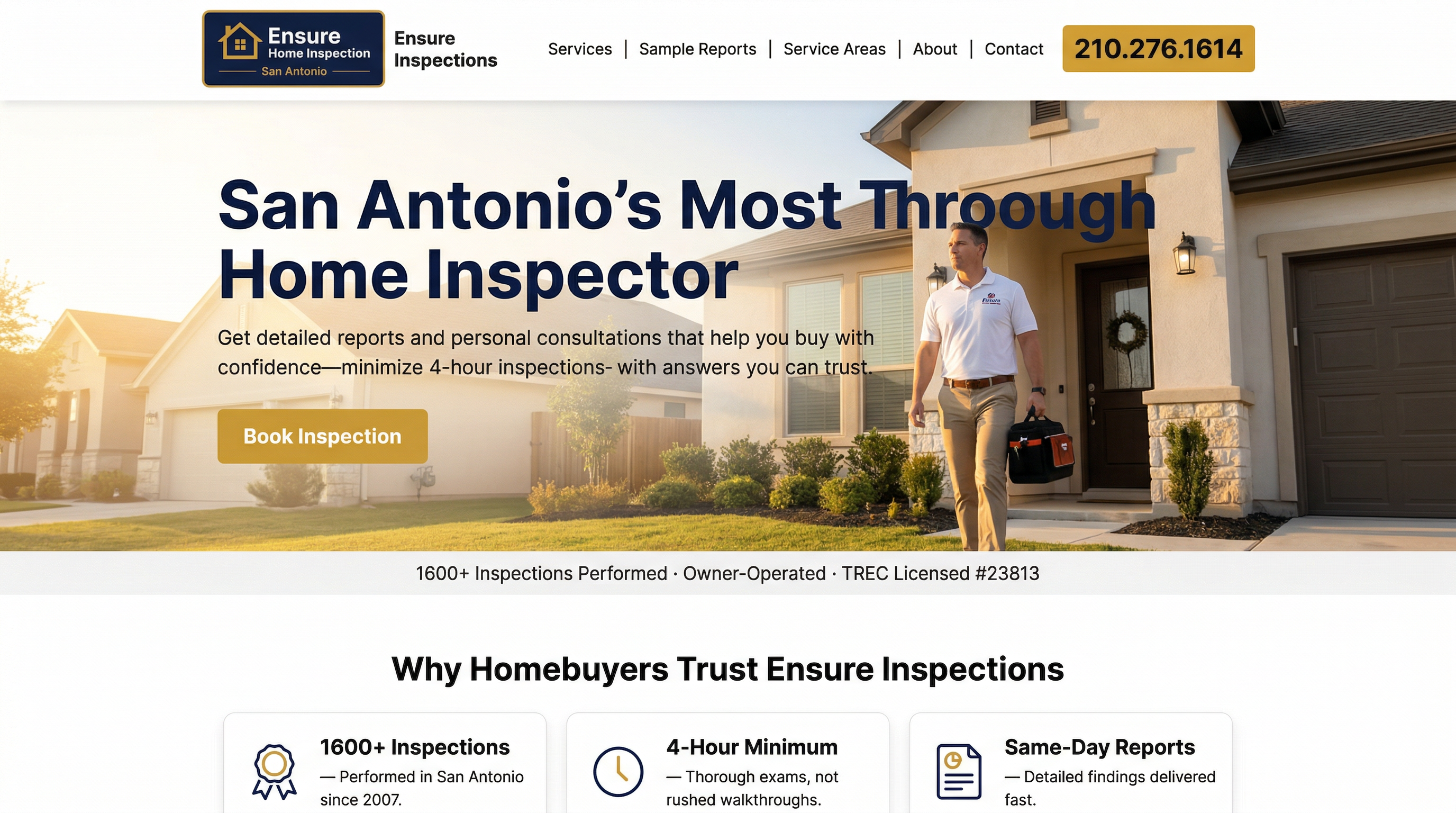Ensure Home Inspection San Antonio website preview