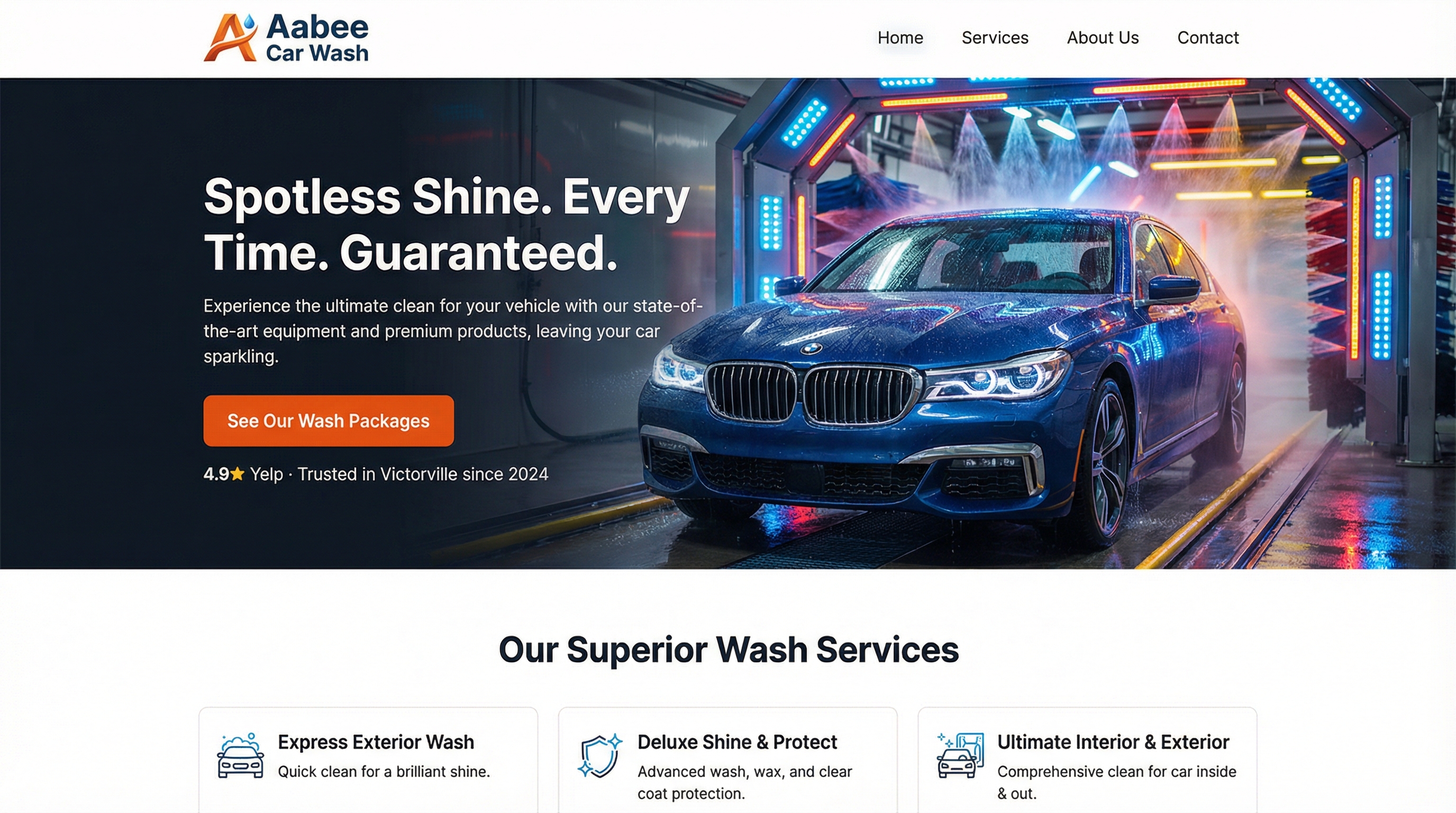 Aabee Car Wash website preview