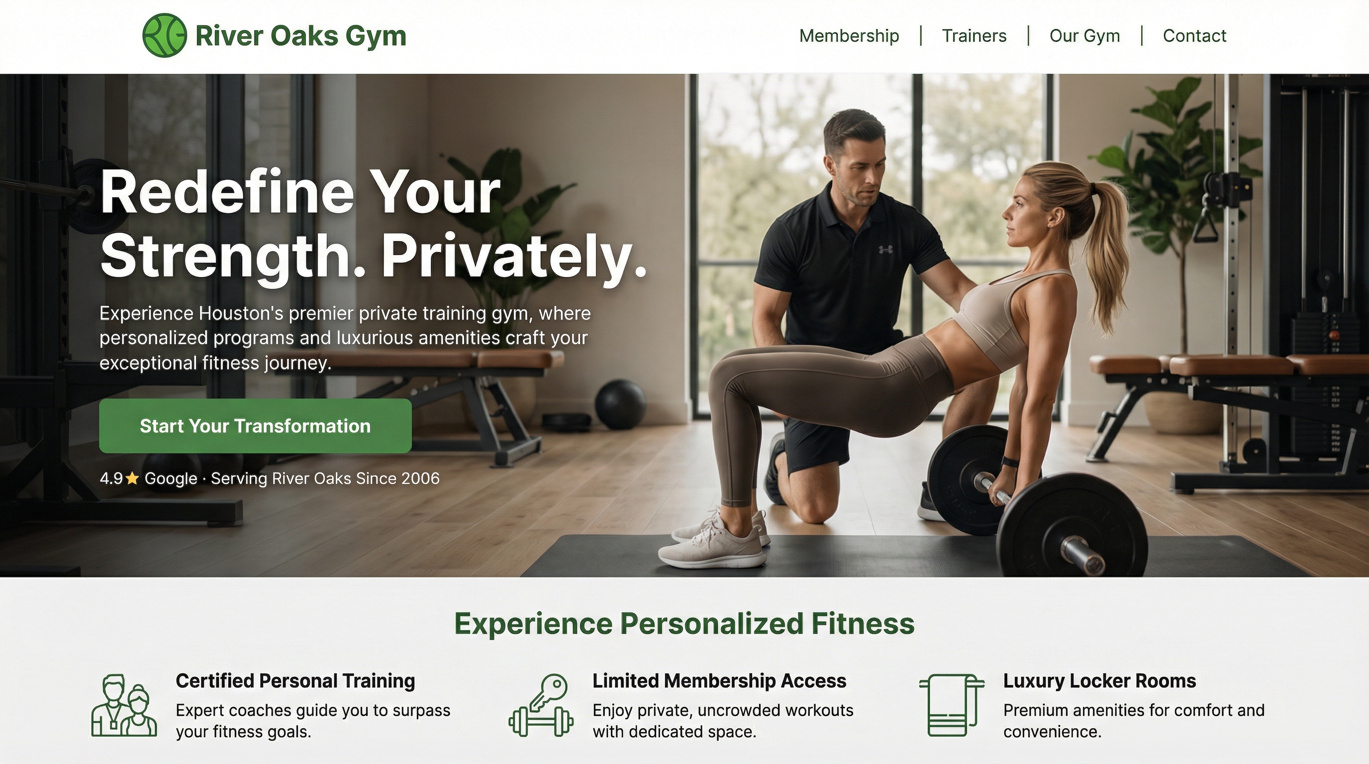 River Oaks Gym website preview