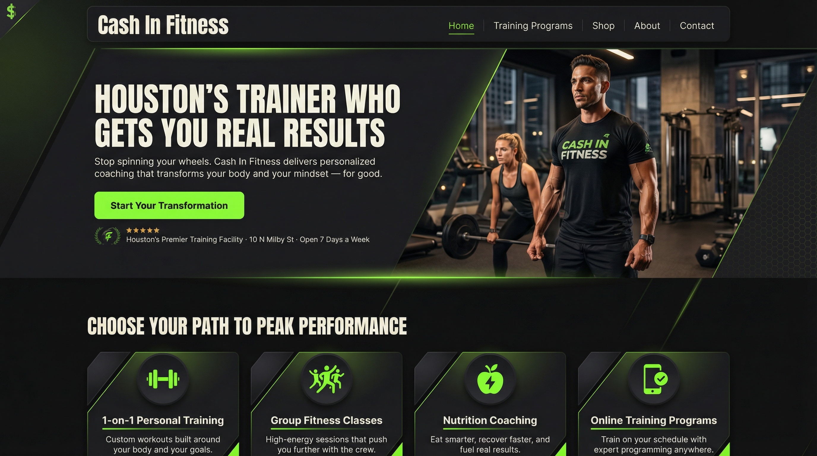 Cash In Fitness website preview