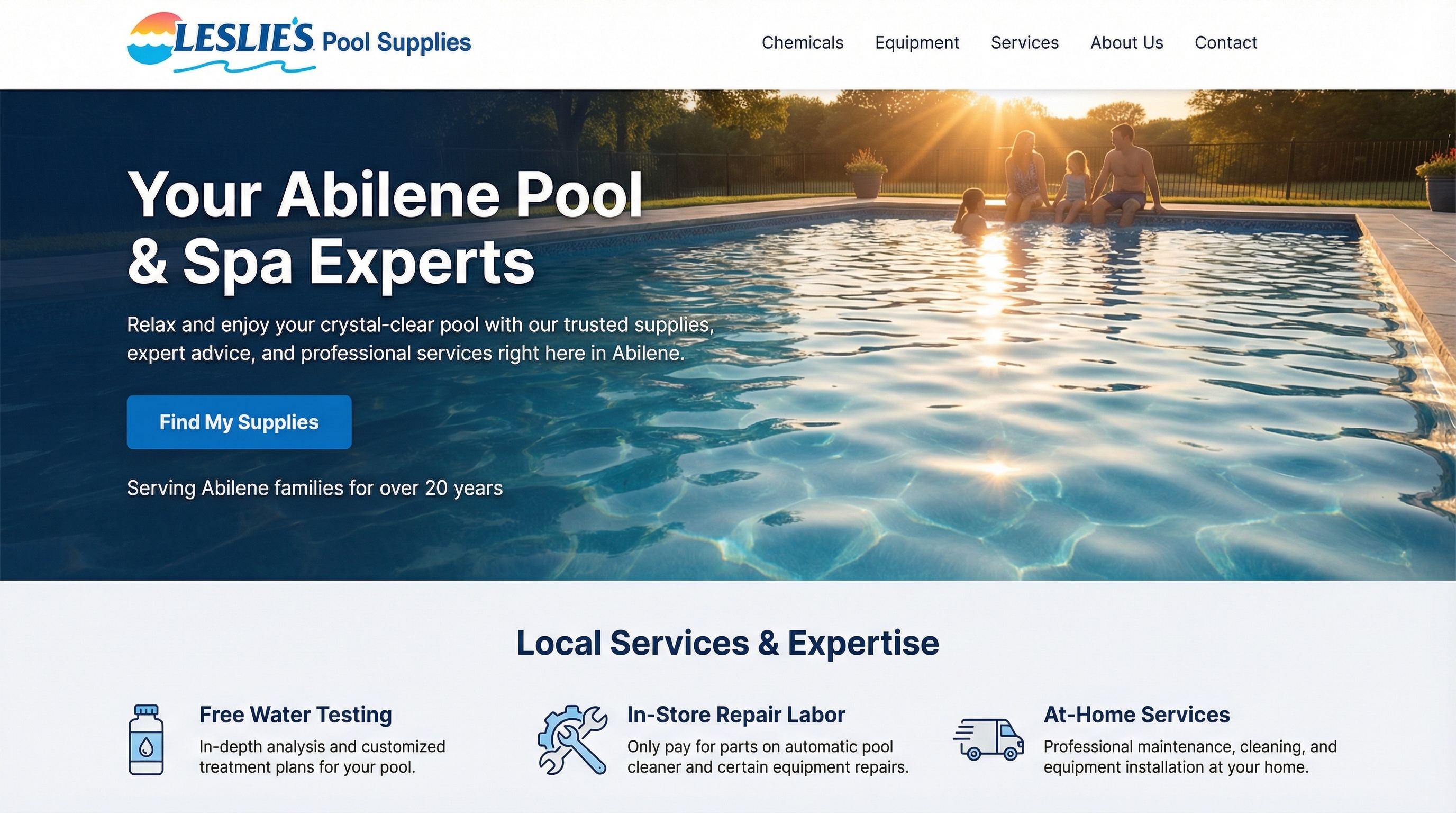 Leslie's Pool Supplies website preview