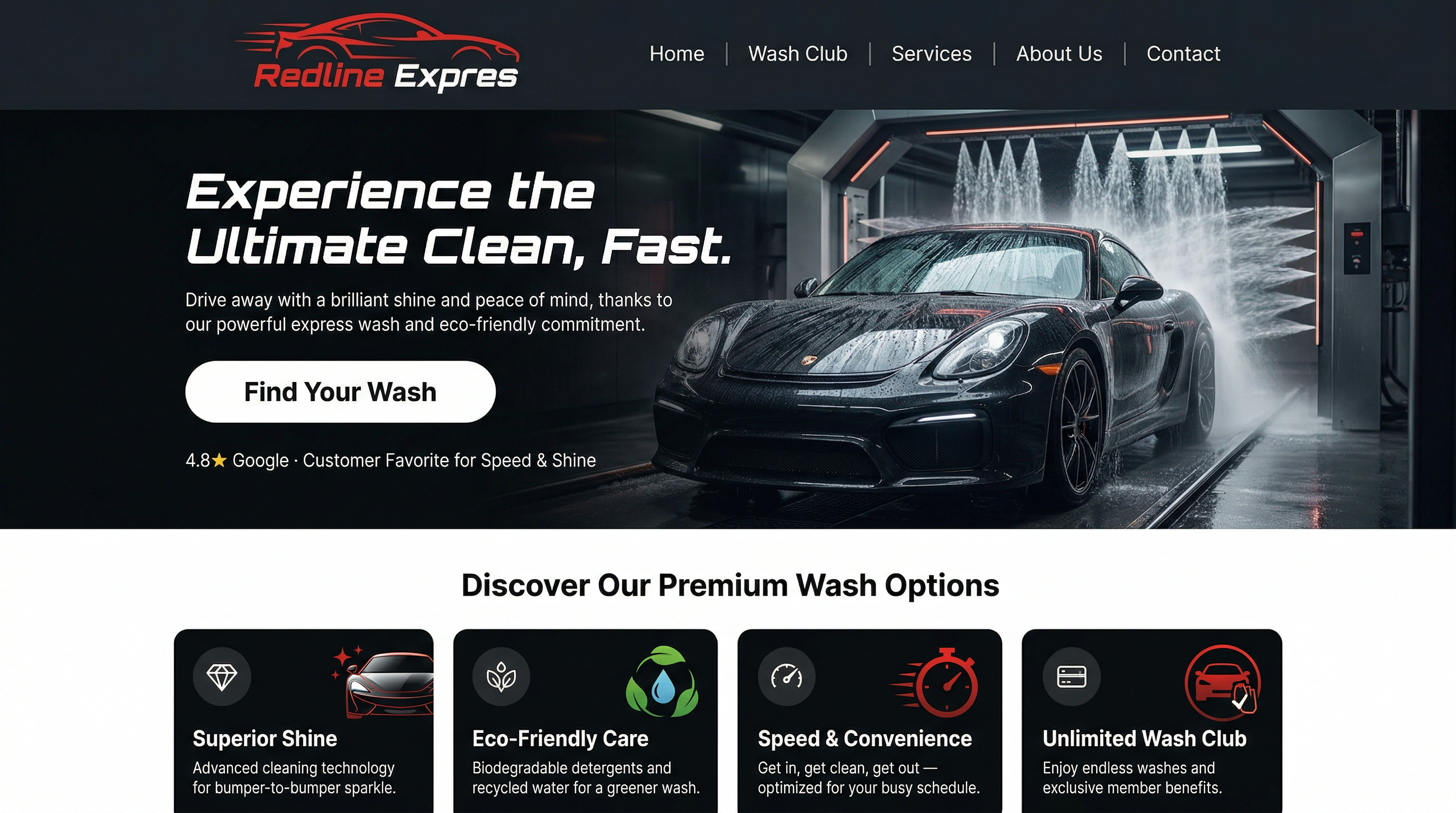 Redline Express Car Wash website preview