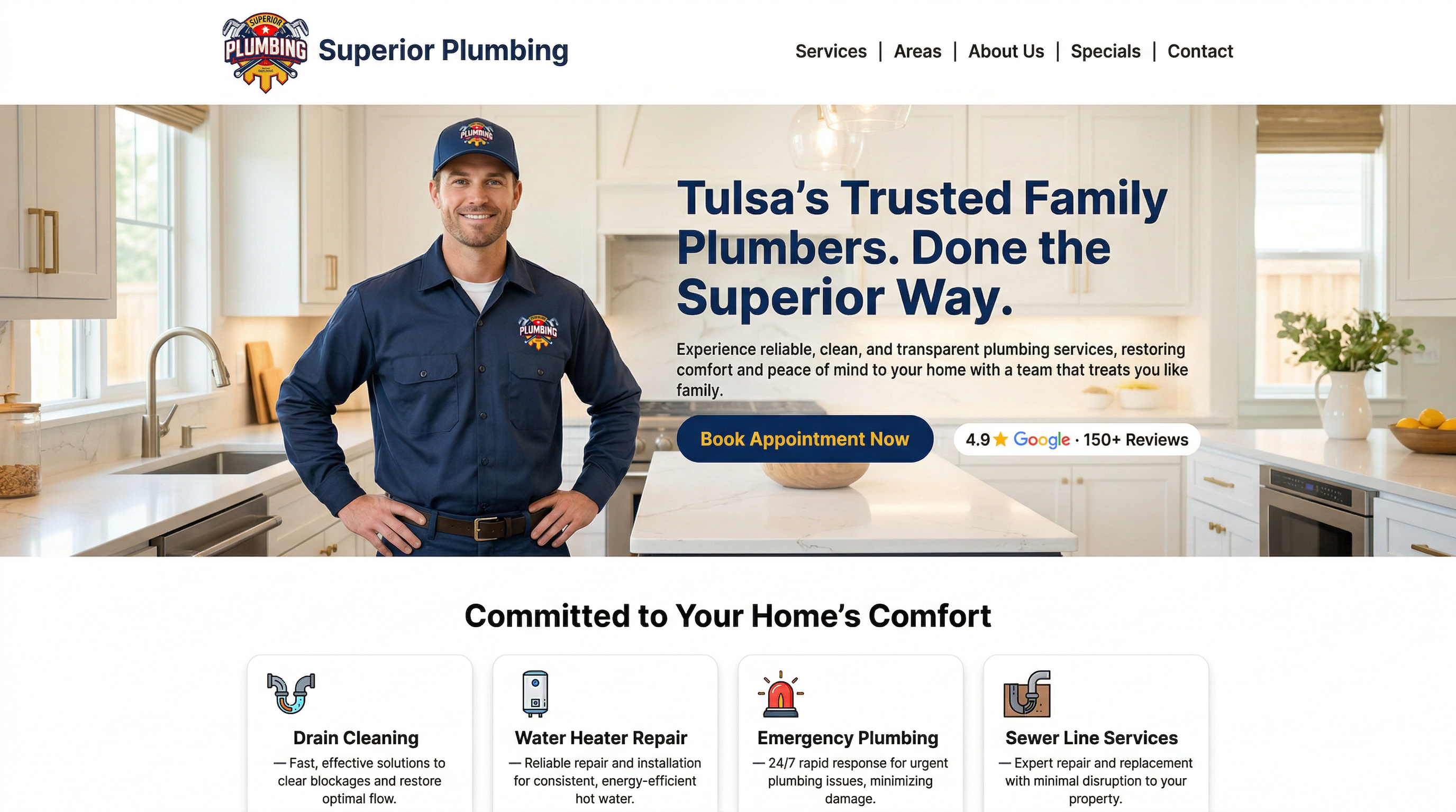 Superior Plumbing, Drain Cleaning & Water Heater Repair website preview