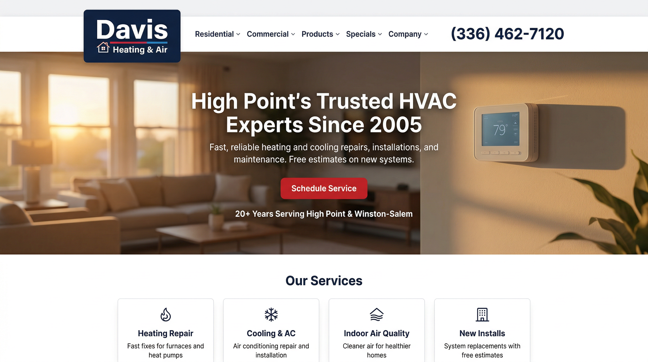 Davis Heating and Air LLC website preview