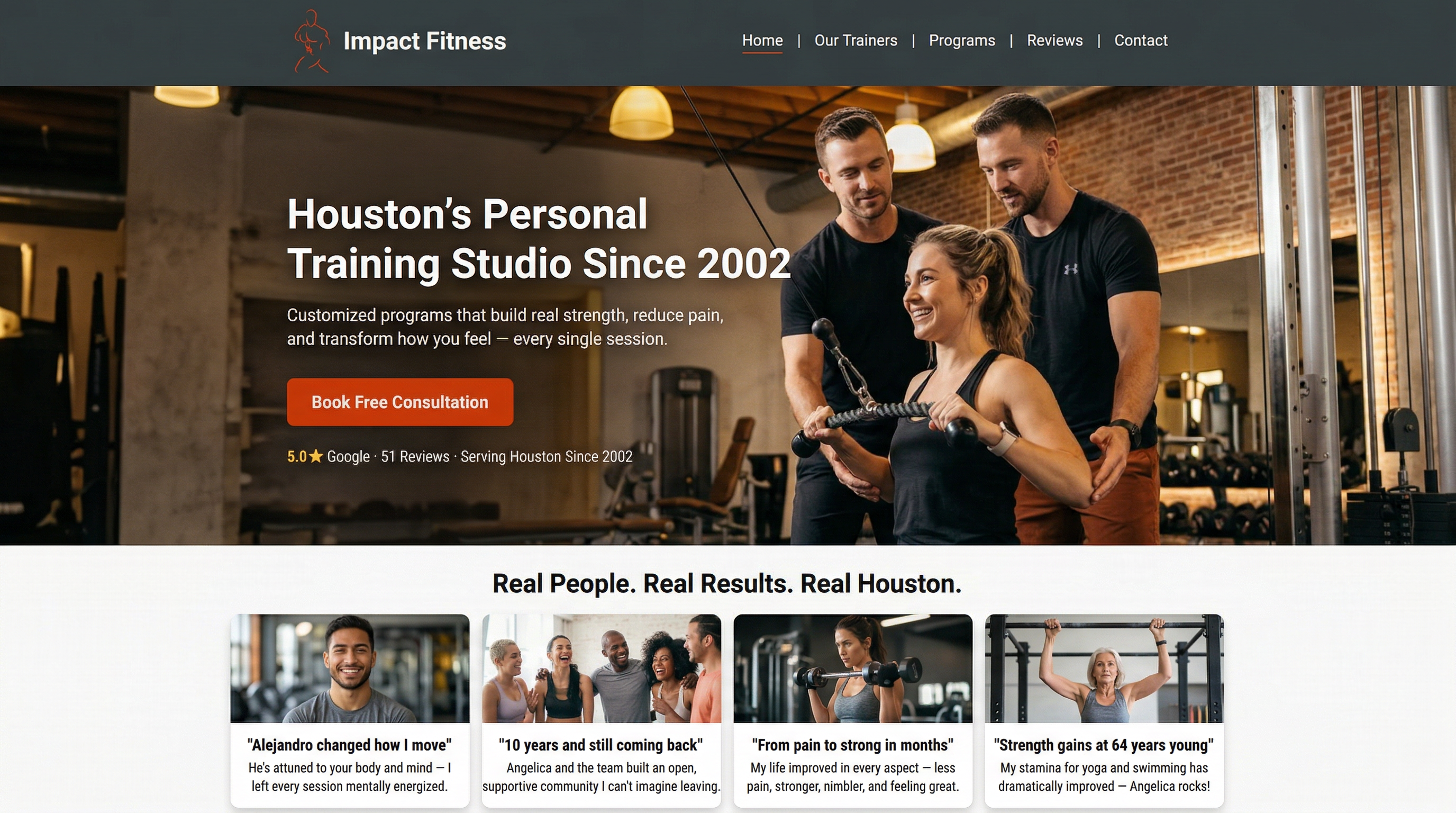 Impact Fitness website preview