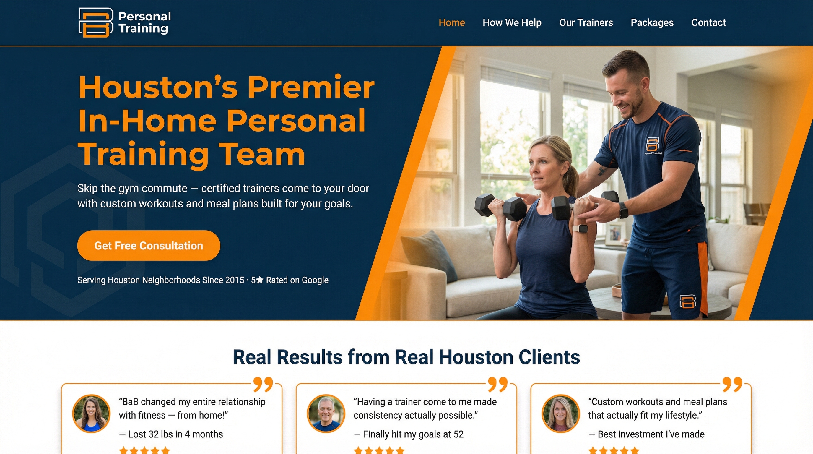 BAB In Home Personal Training - Houston website preview