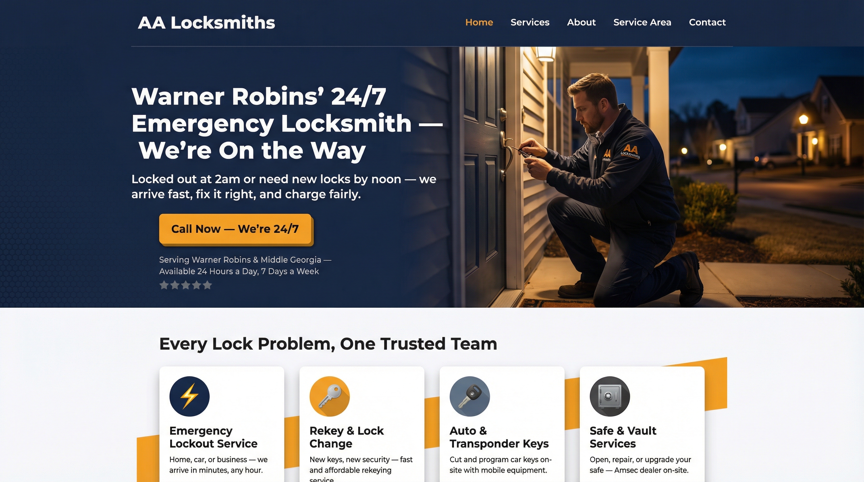 AA Locksmiths website preview