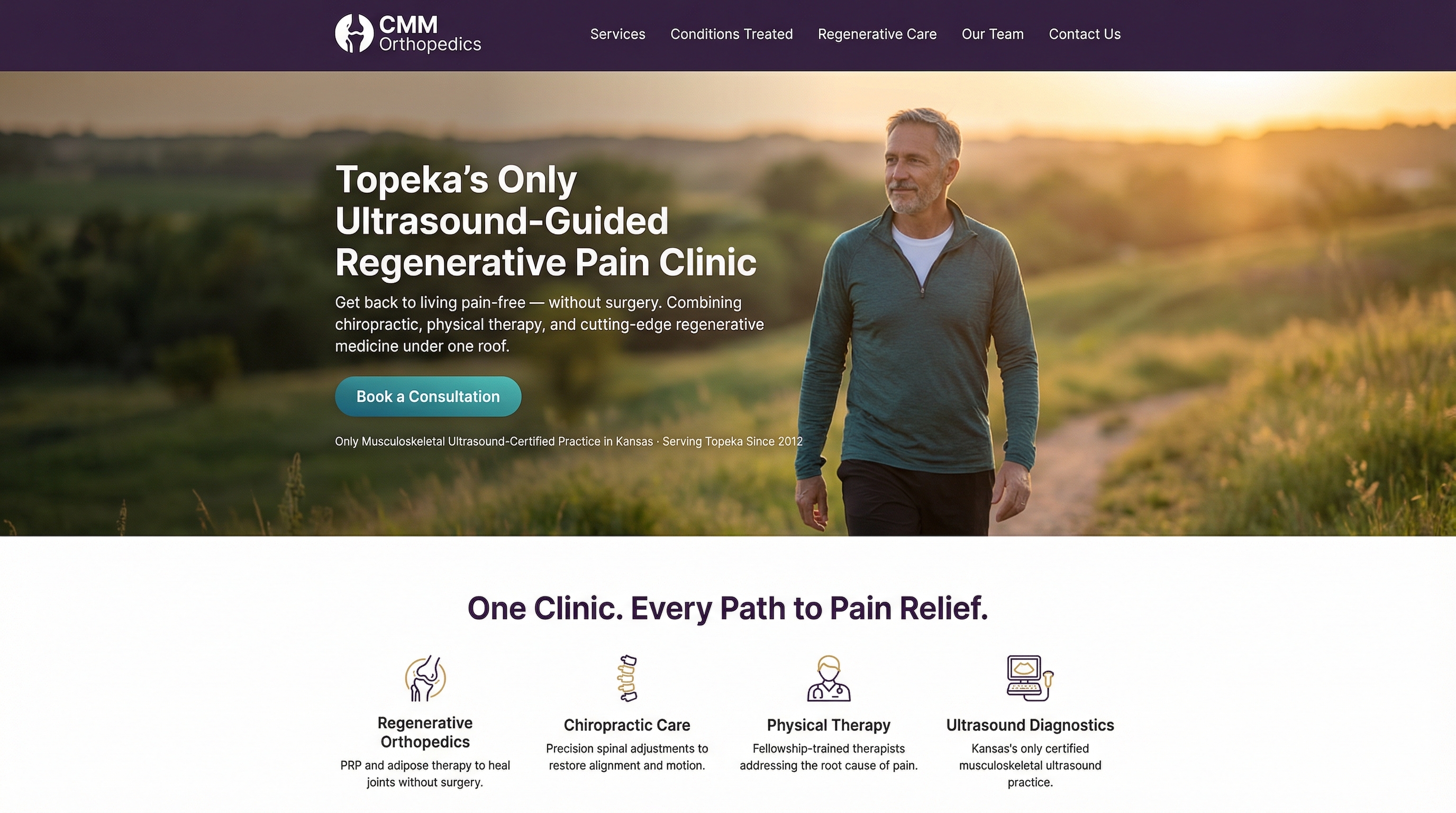 The Center for Manual Medicine and Regenerative Orthopedics website preview