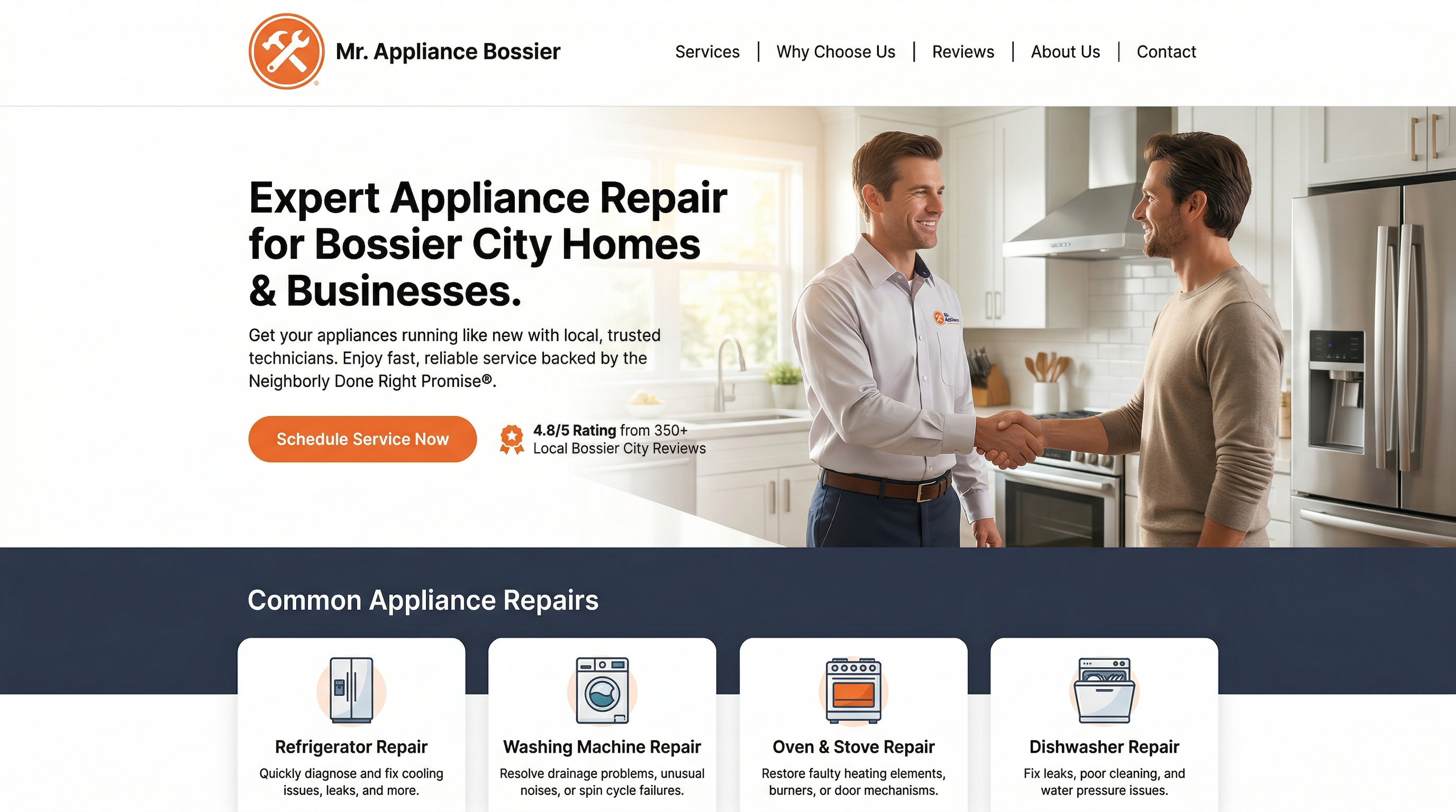 Mr. Appliance of Bossier City website preview