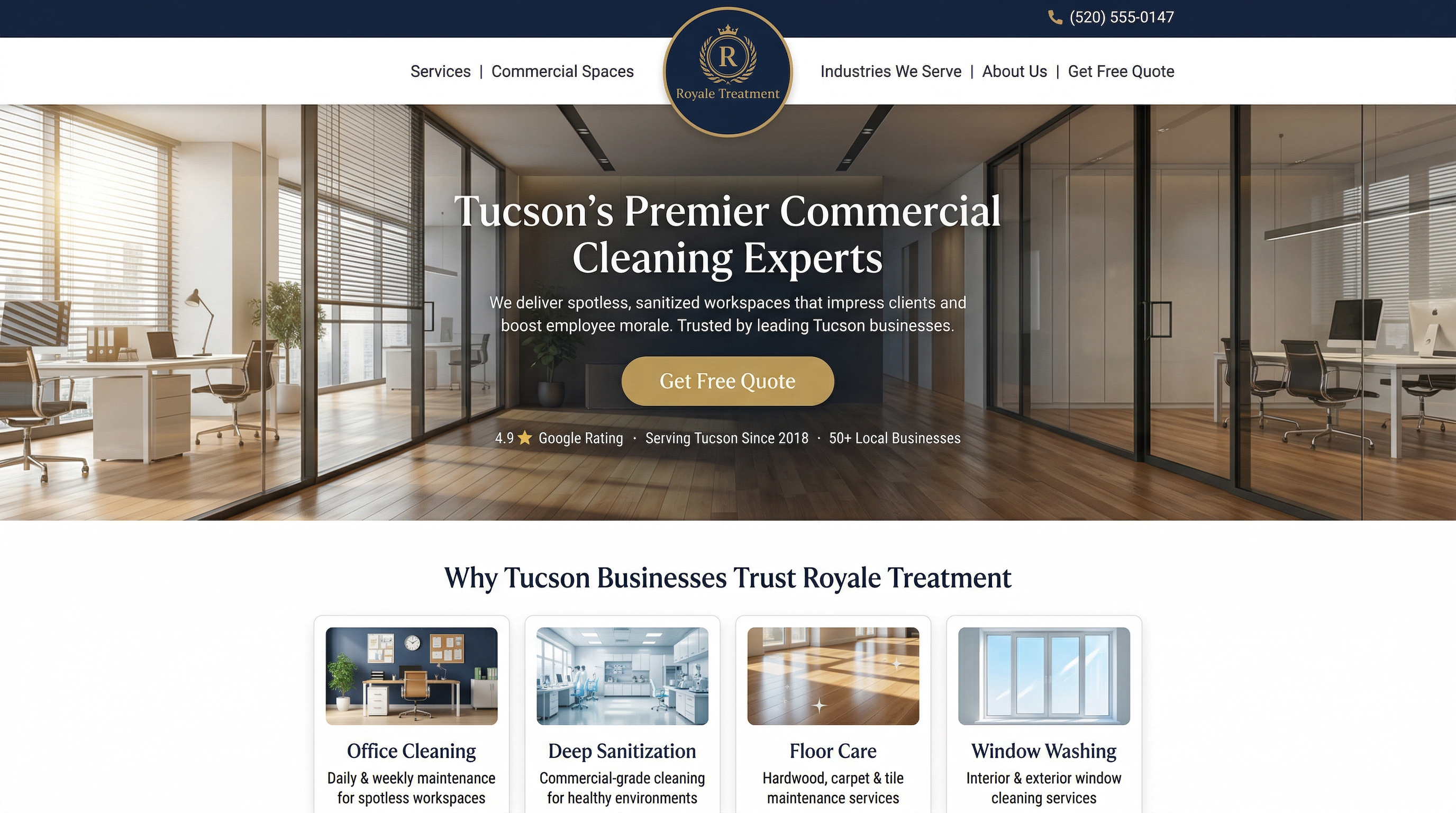 Royale Treatment Commercial Cleaning LLC website preview