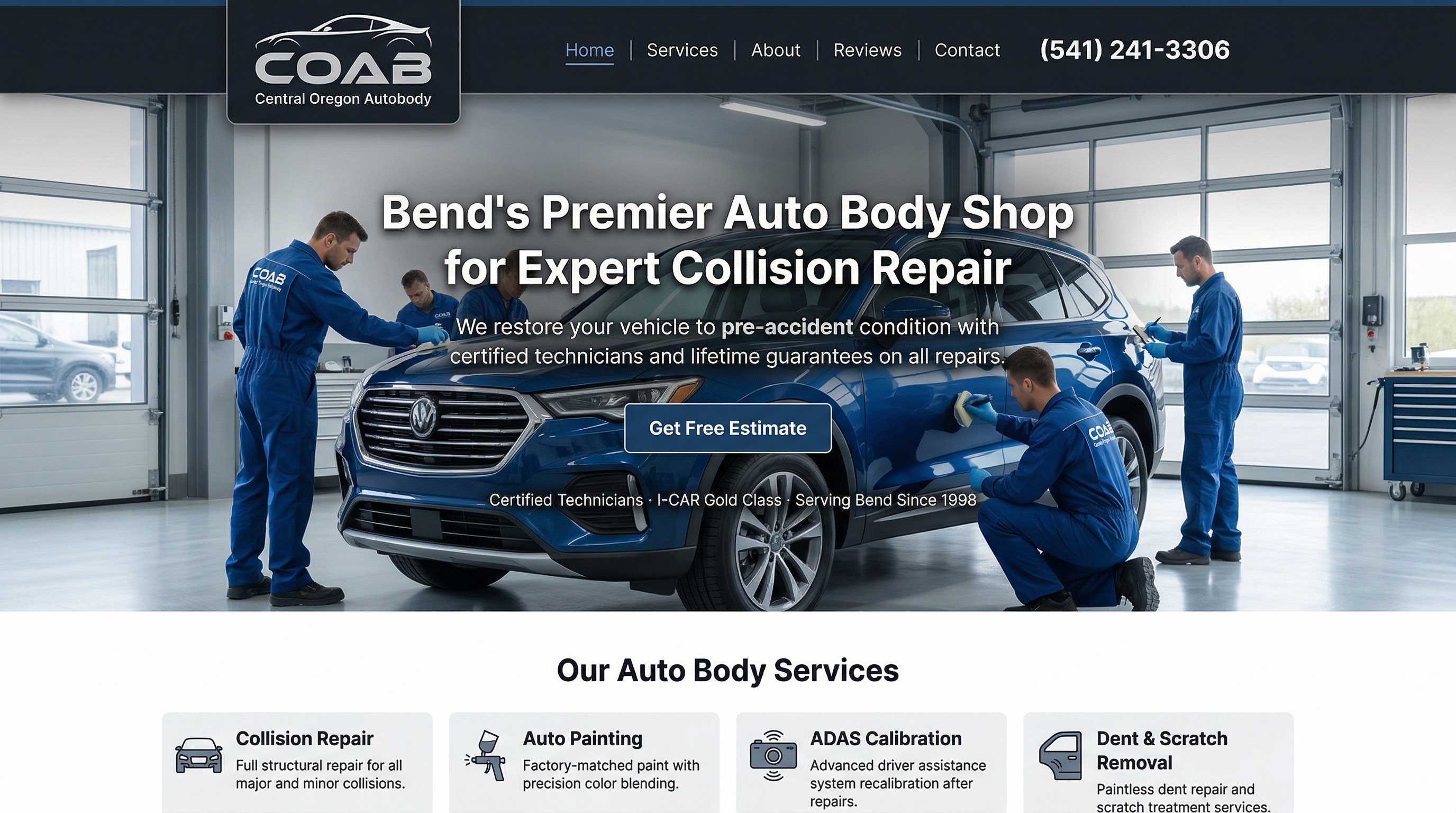 Central Oregon Auto Body website preview