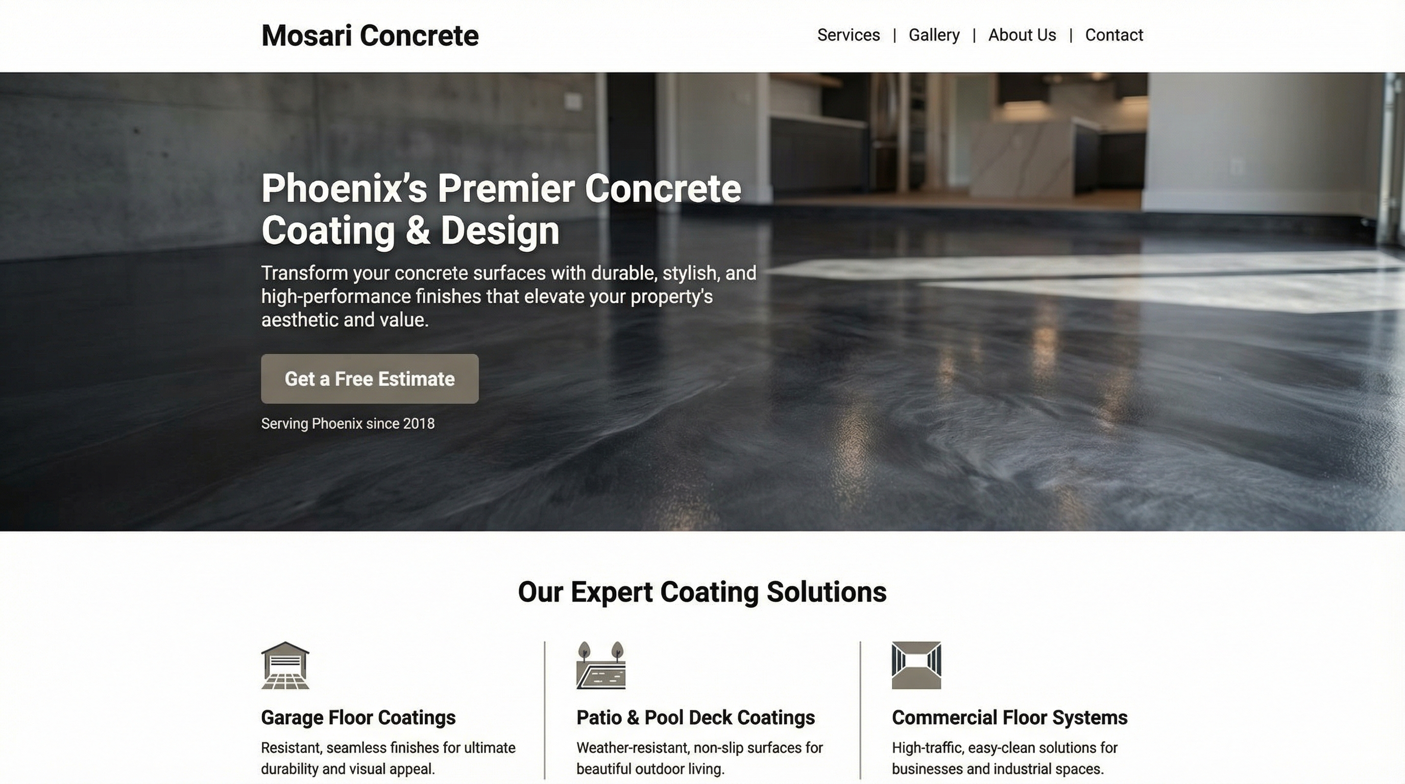 MOSARI CONCRETE COATING DESIGNS LLC in Phoenix, Arizona website preview