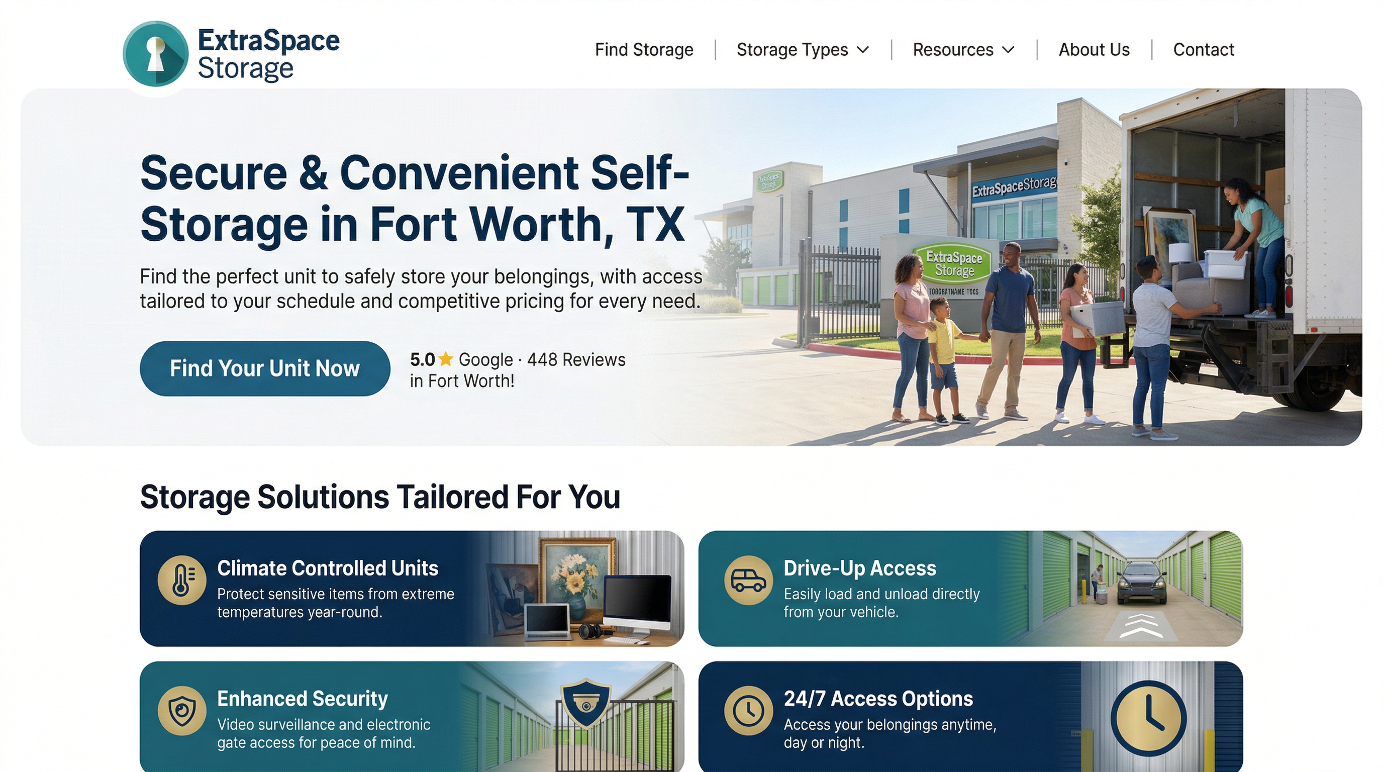 Extra Space Storage website preview