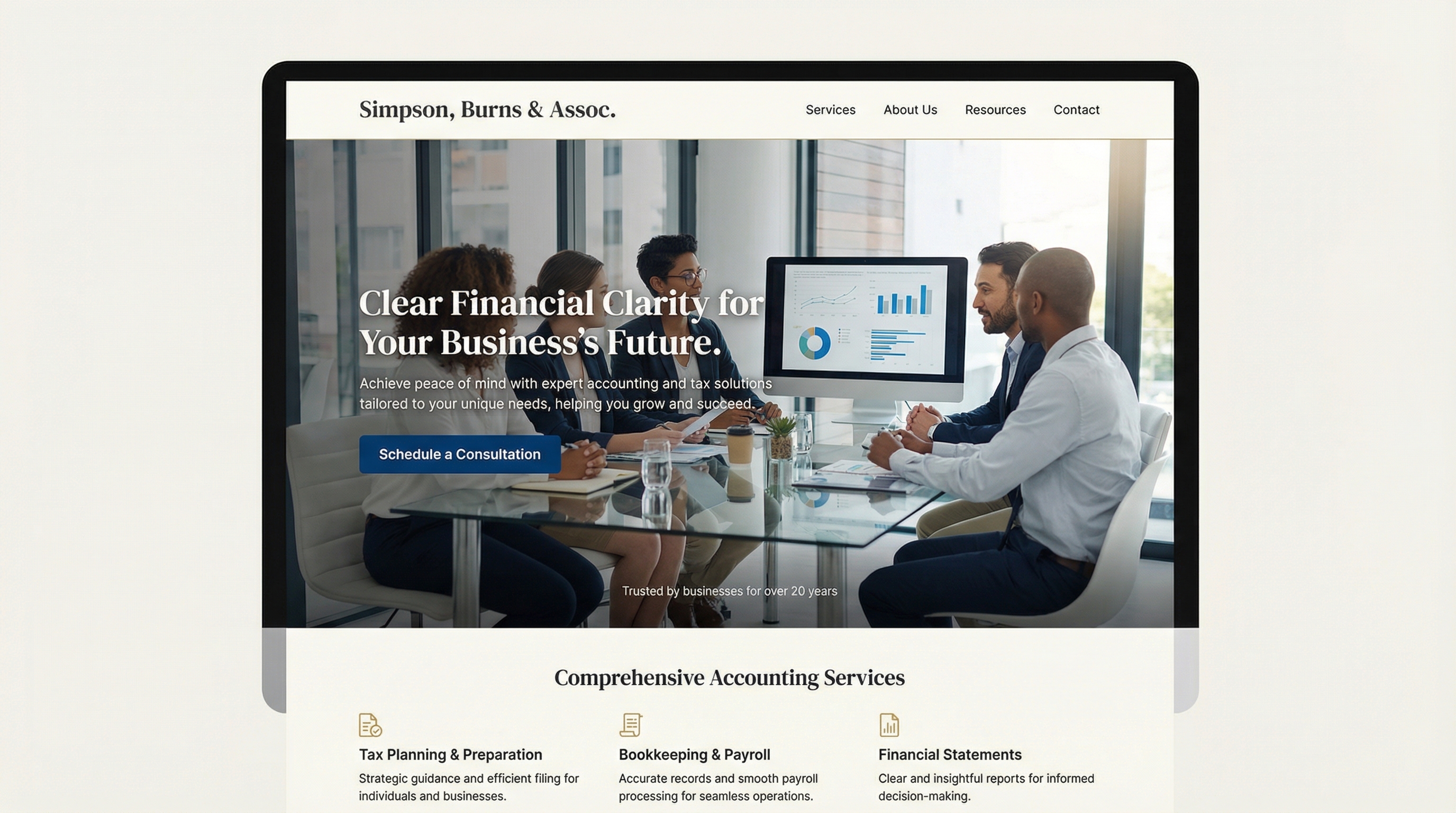 Simpson, Burns & Associates - Accounting website preview