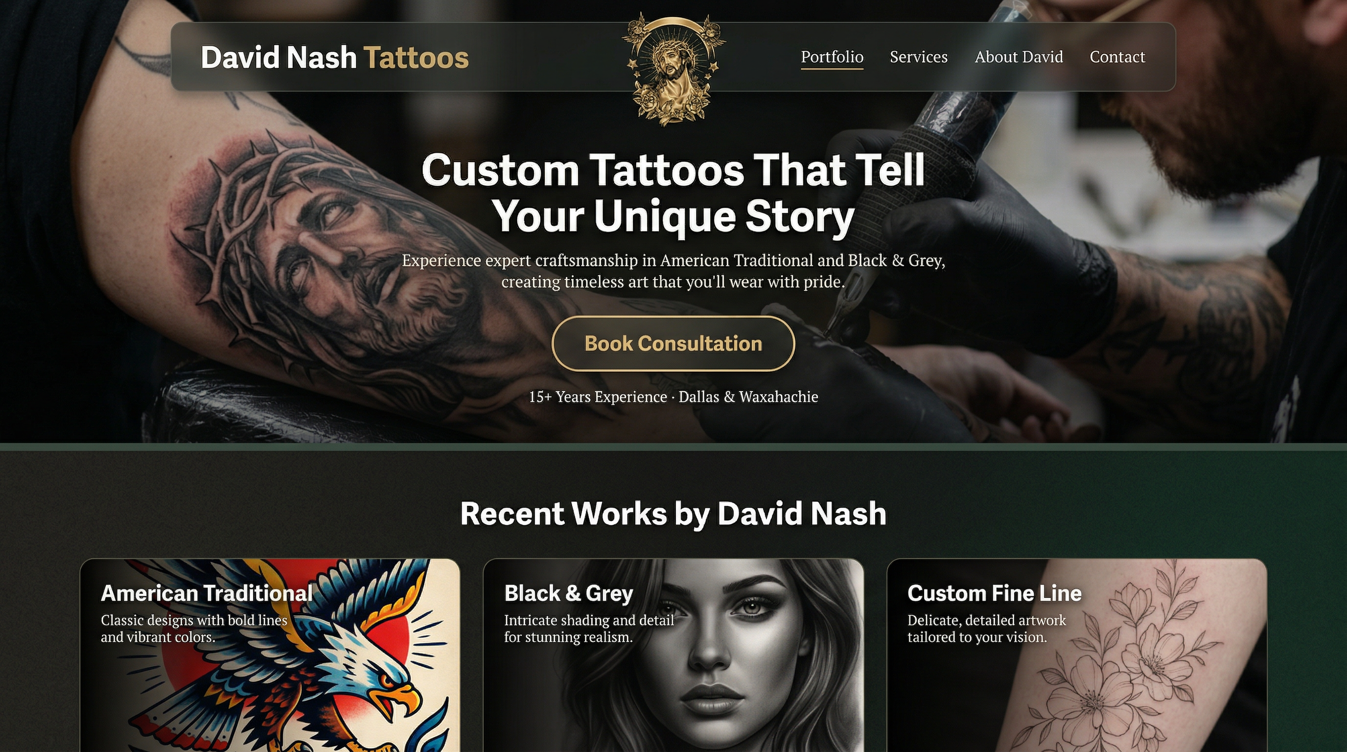 David Nash Tattoos- Dallas website preview