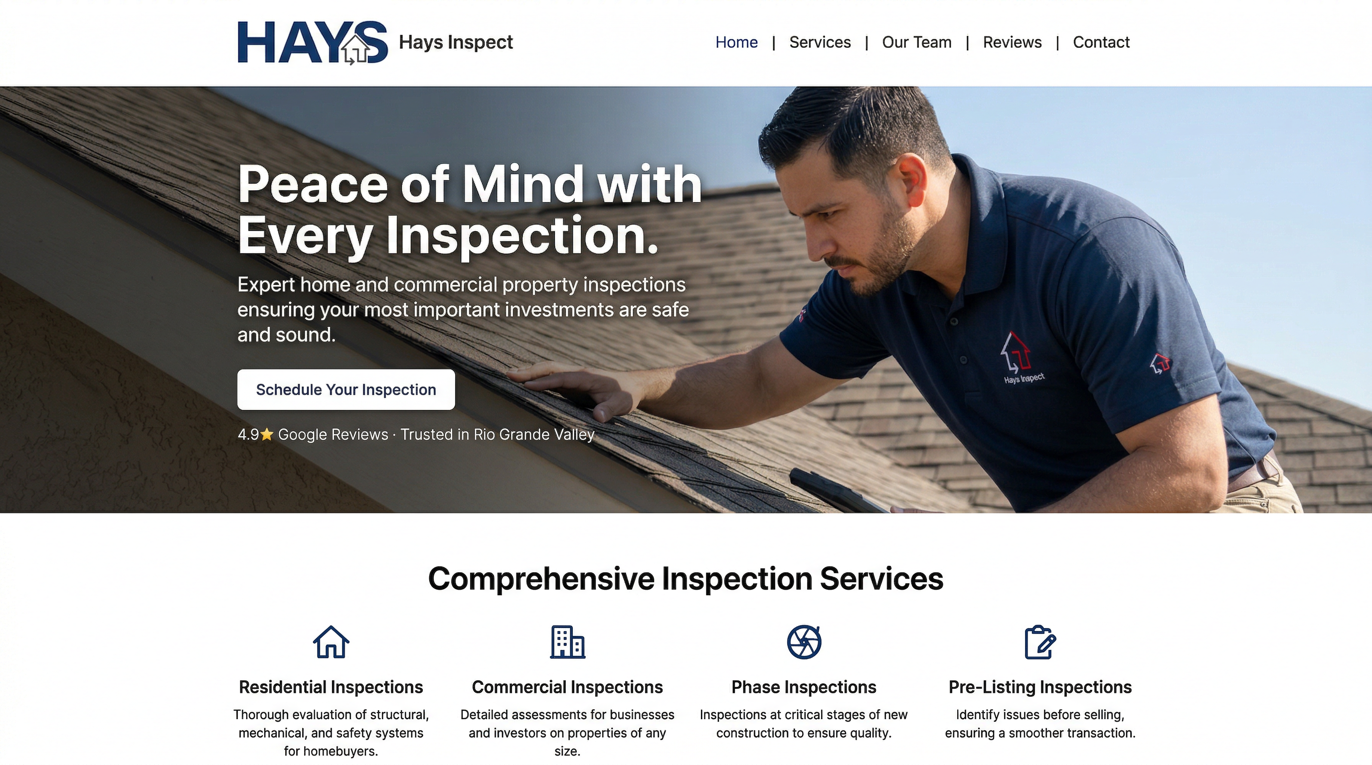 Hays Inspection Services website preview