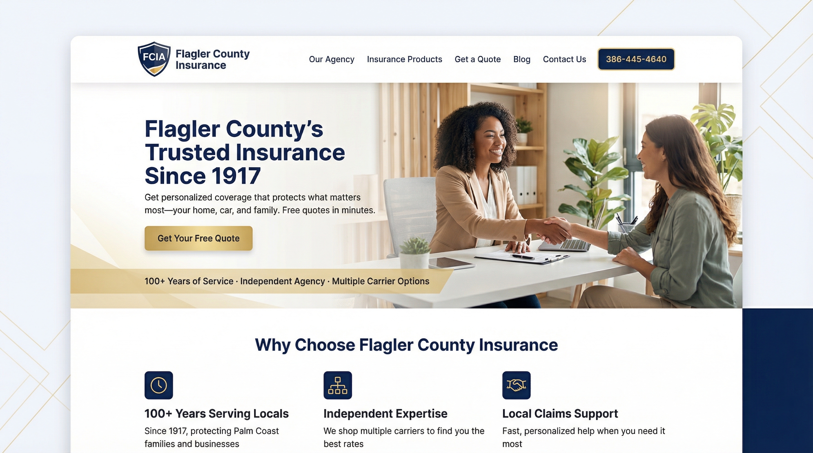 Flagler County Insurance Agency website preview