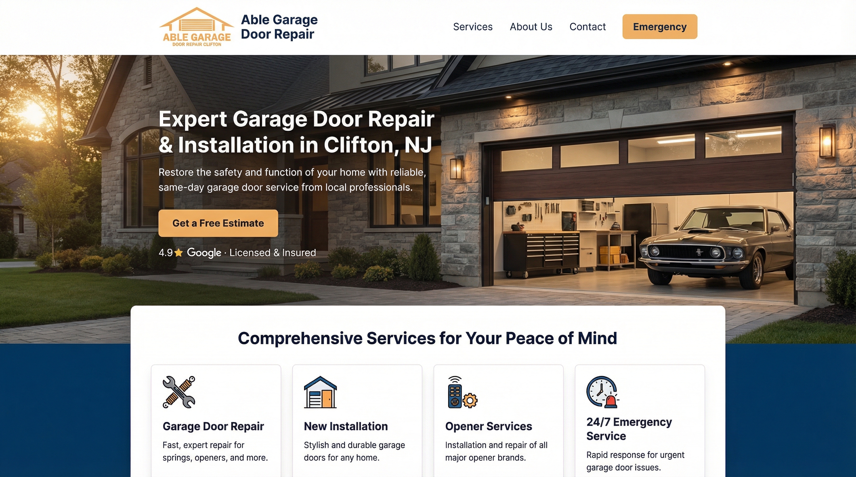 Able Garage Door Repair Clifton website preview