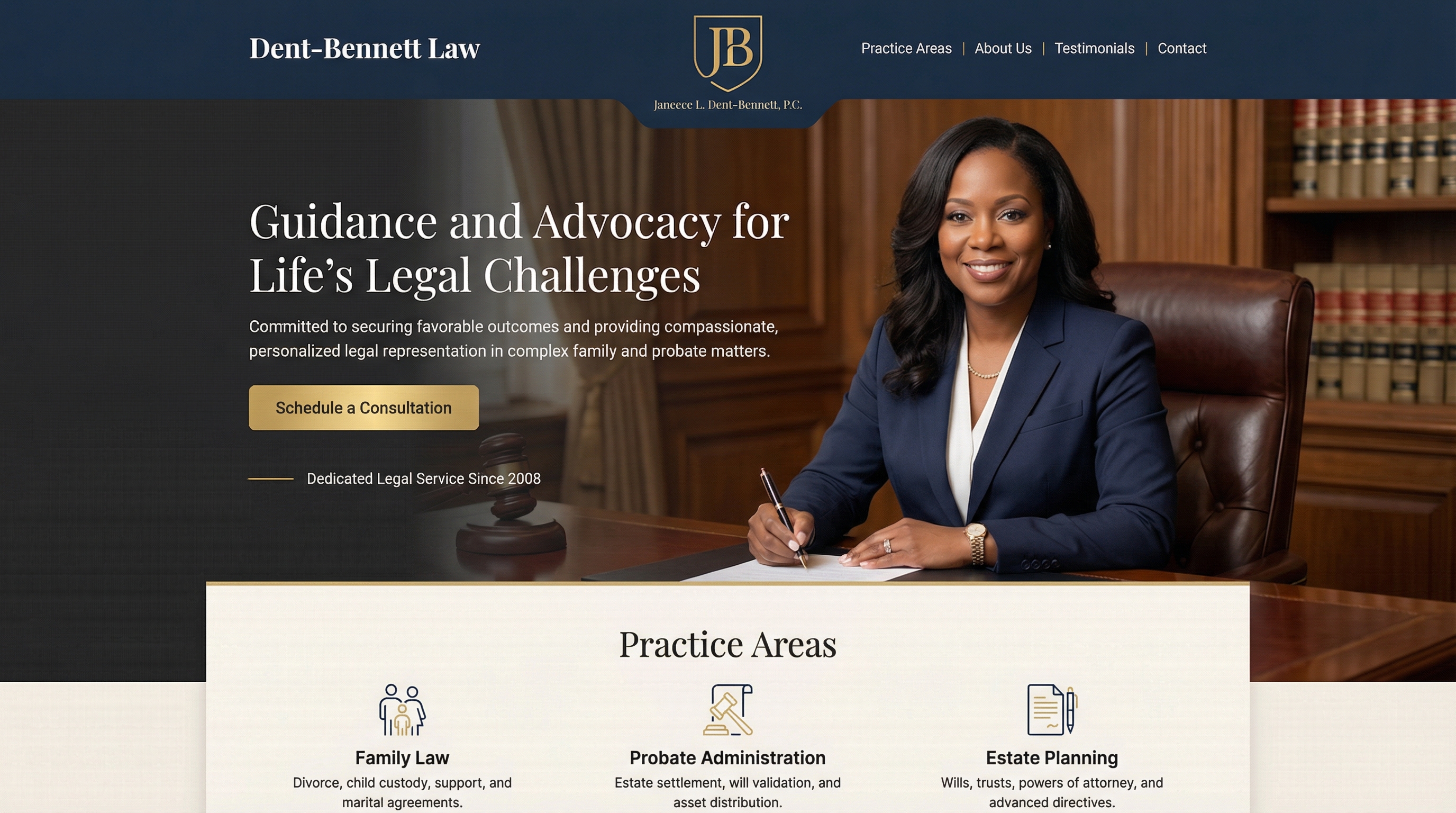 Janeece L. Dent-Bennett, P.C. Attorney at Law website preview