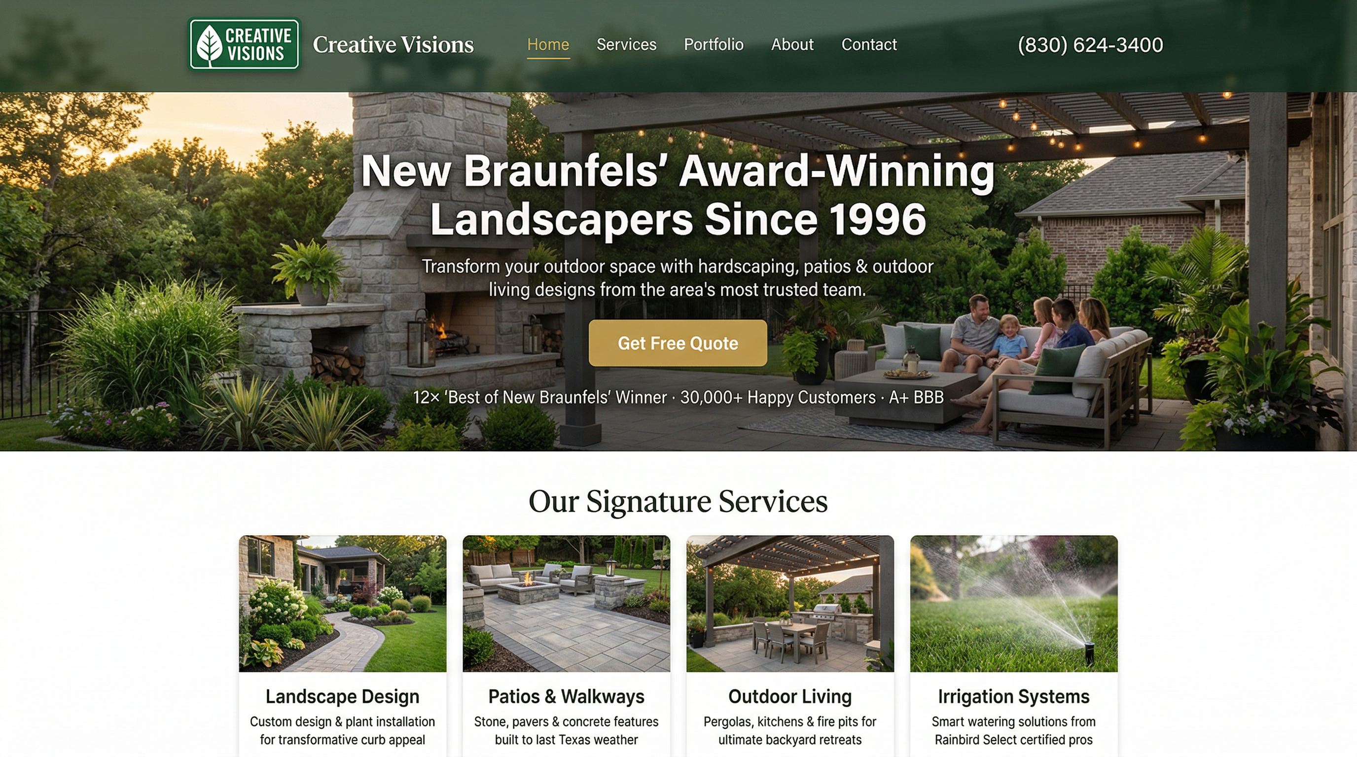 Creative Visions Landscaping website preview