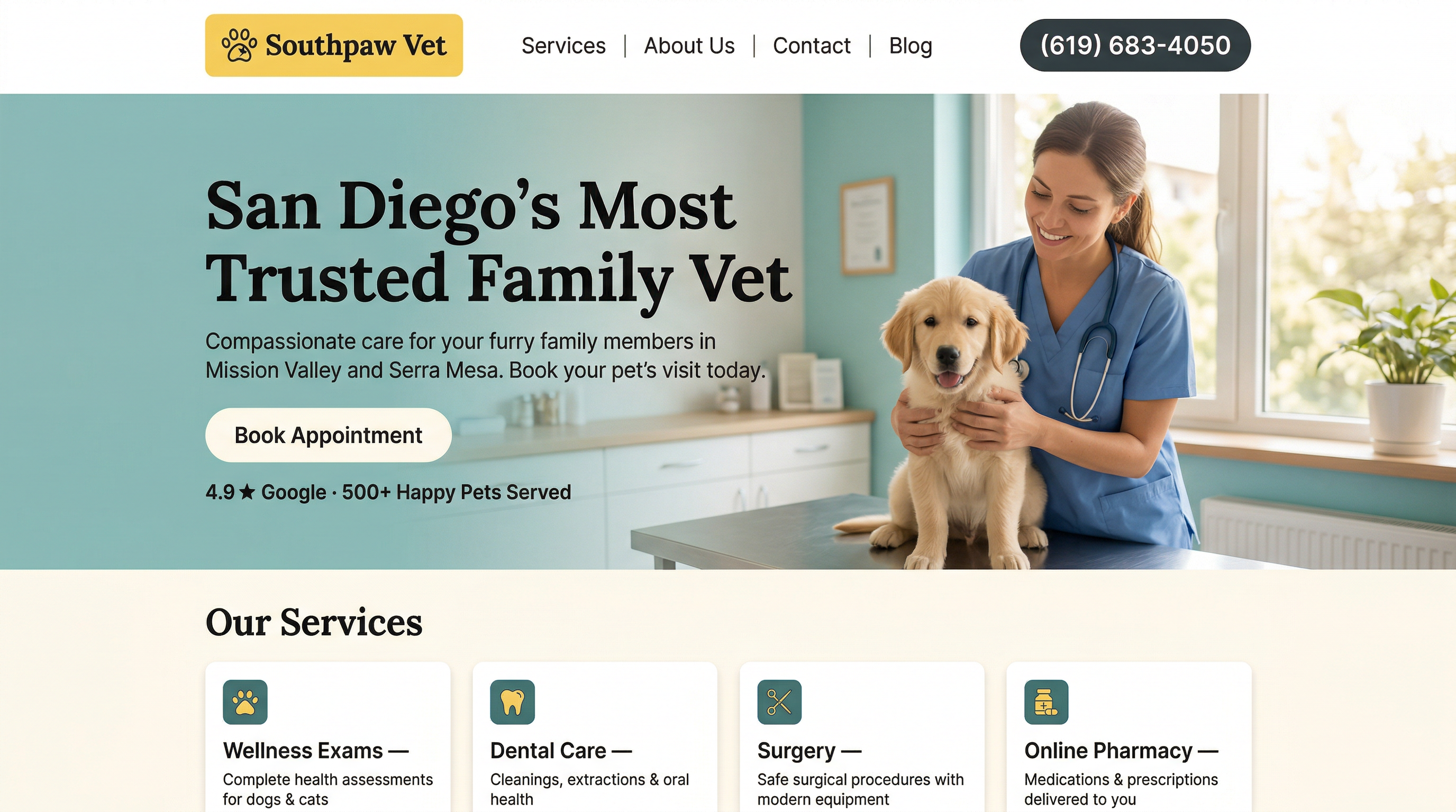 Southpaw Vet website preview