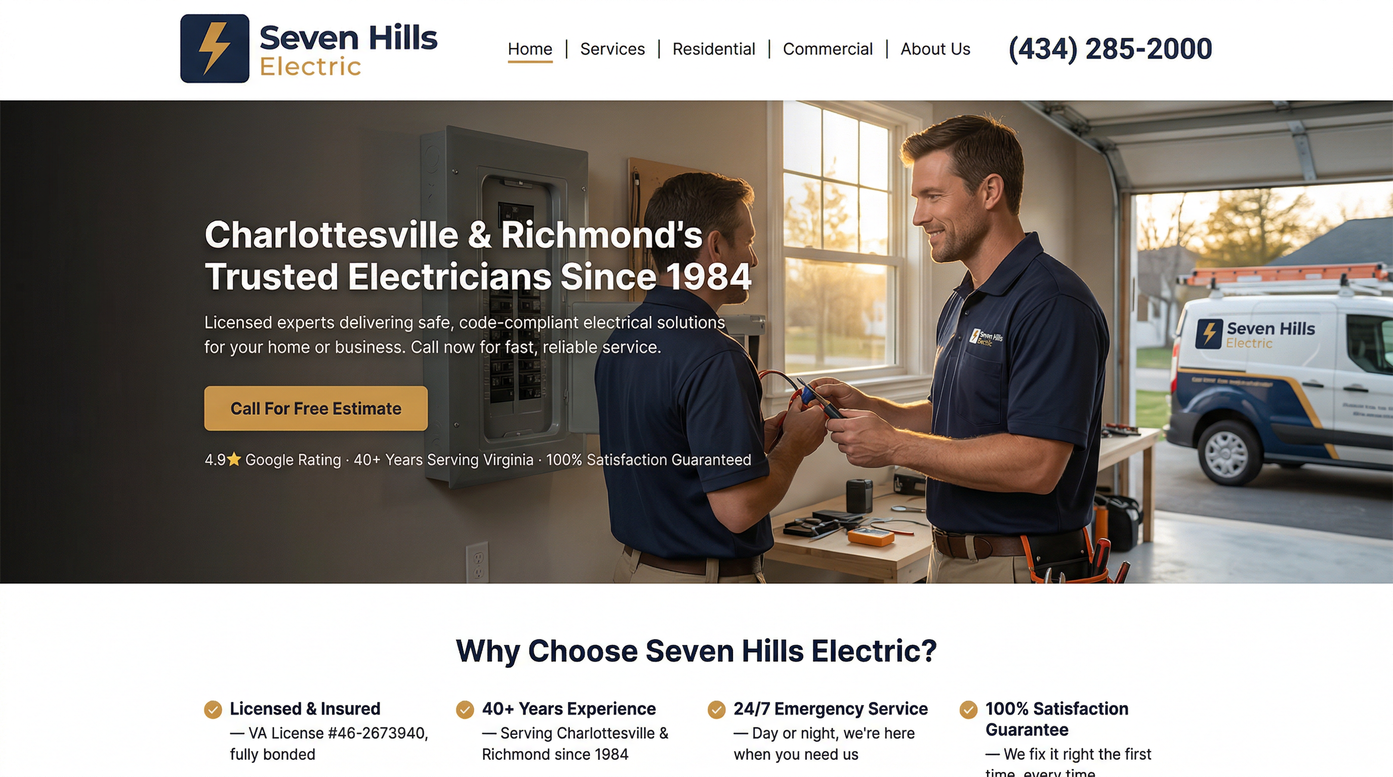 Seven Hills Electric website preview