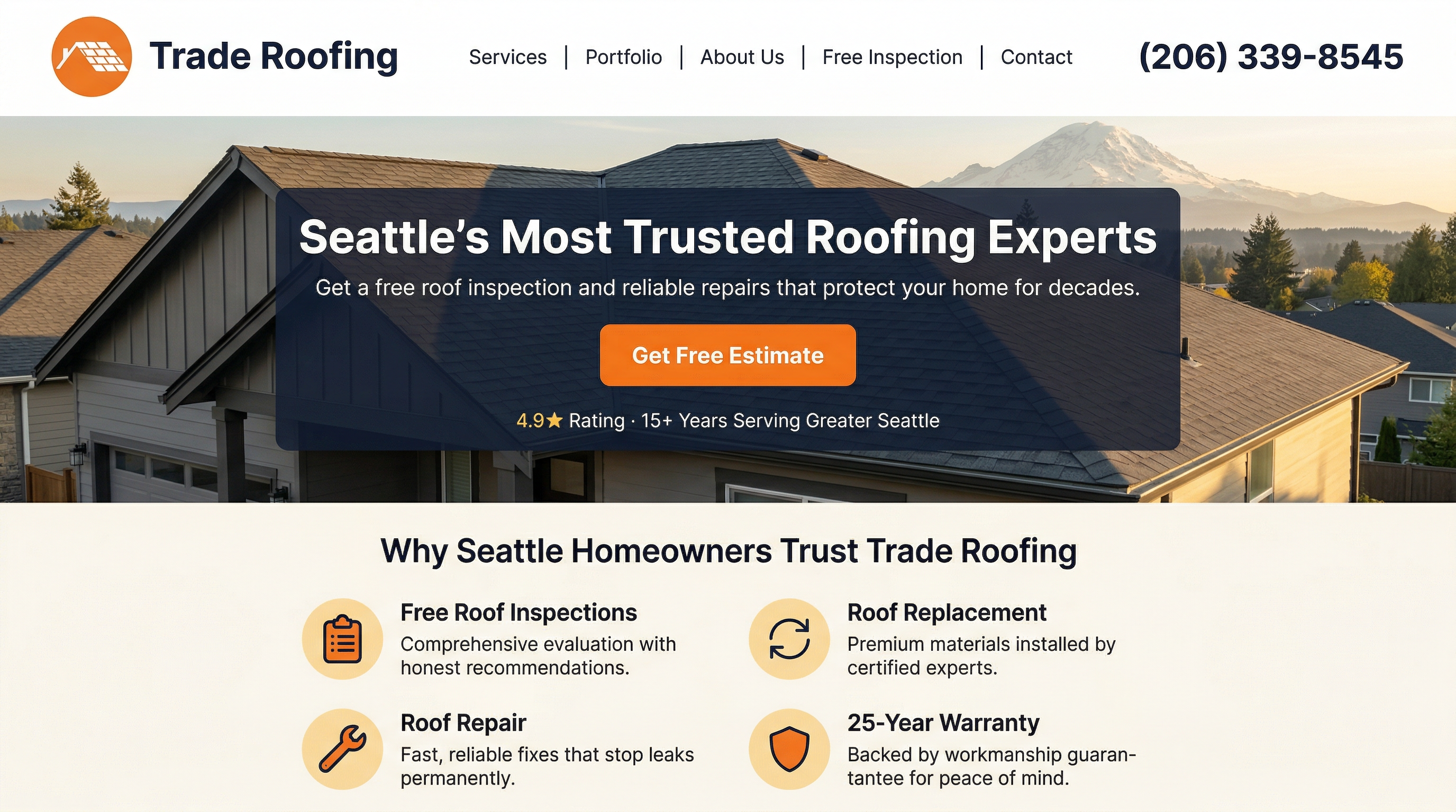 Trade Roofing website preview