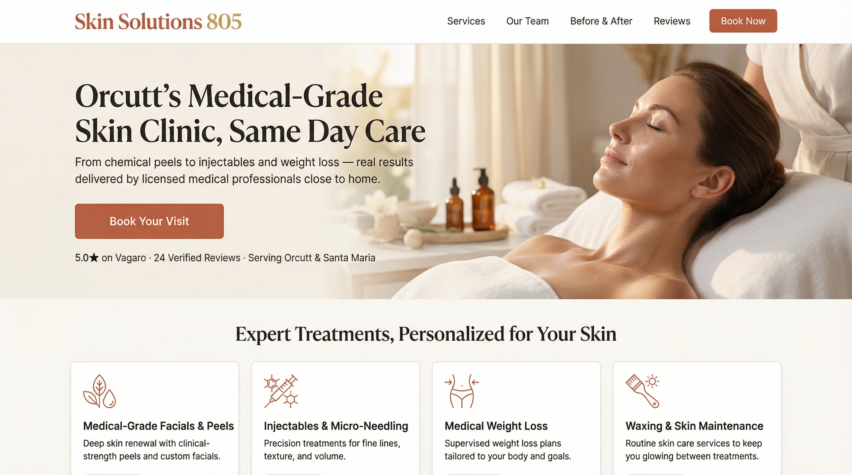 Skin Solutions with Same Day Care website preview