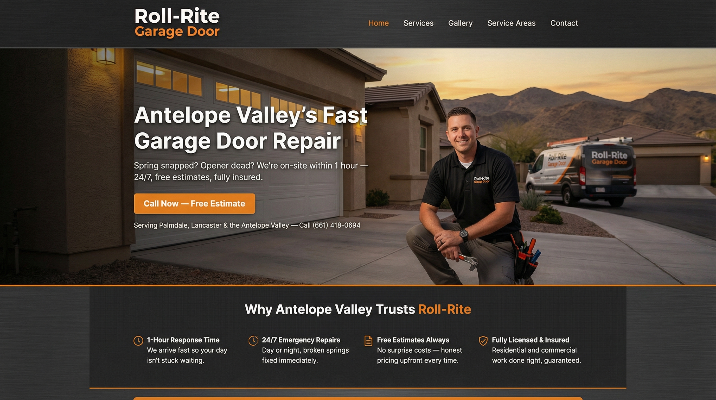 Roll-Rite Garage Door website preview