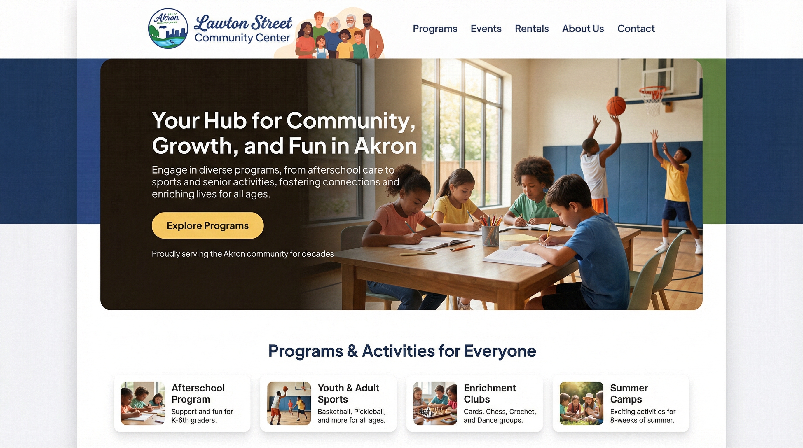 Lawton Street Community Center website preview
