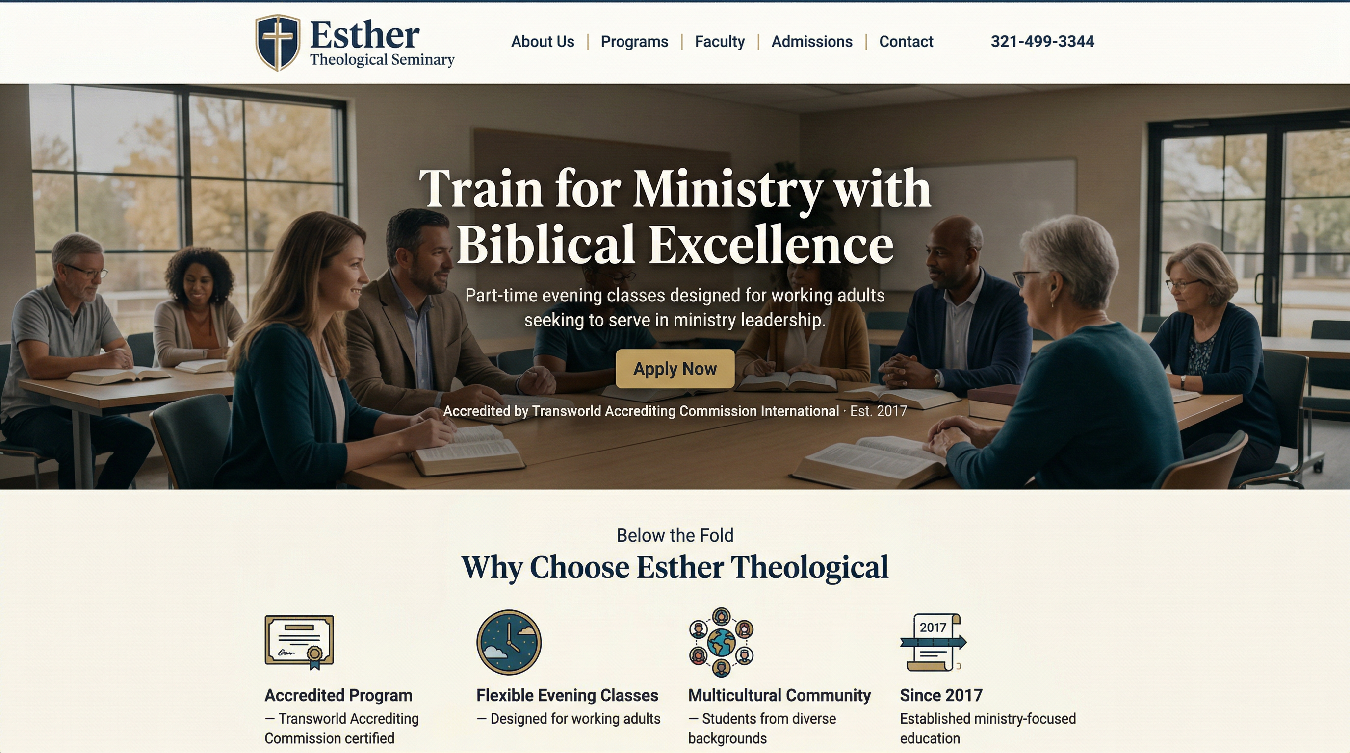 Esther Theological Seminary website preview