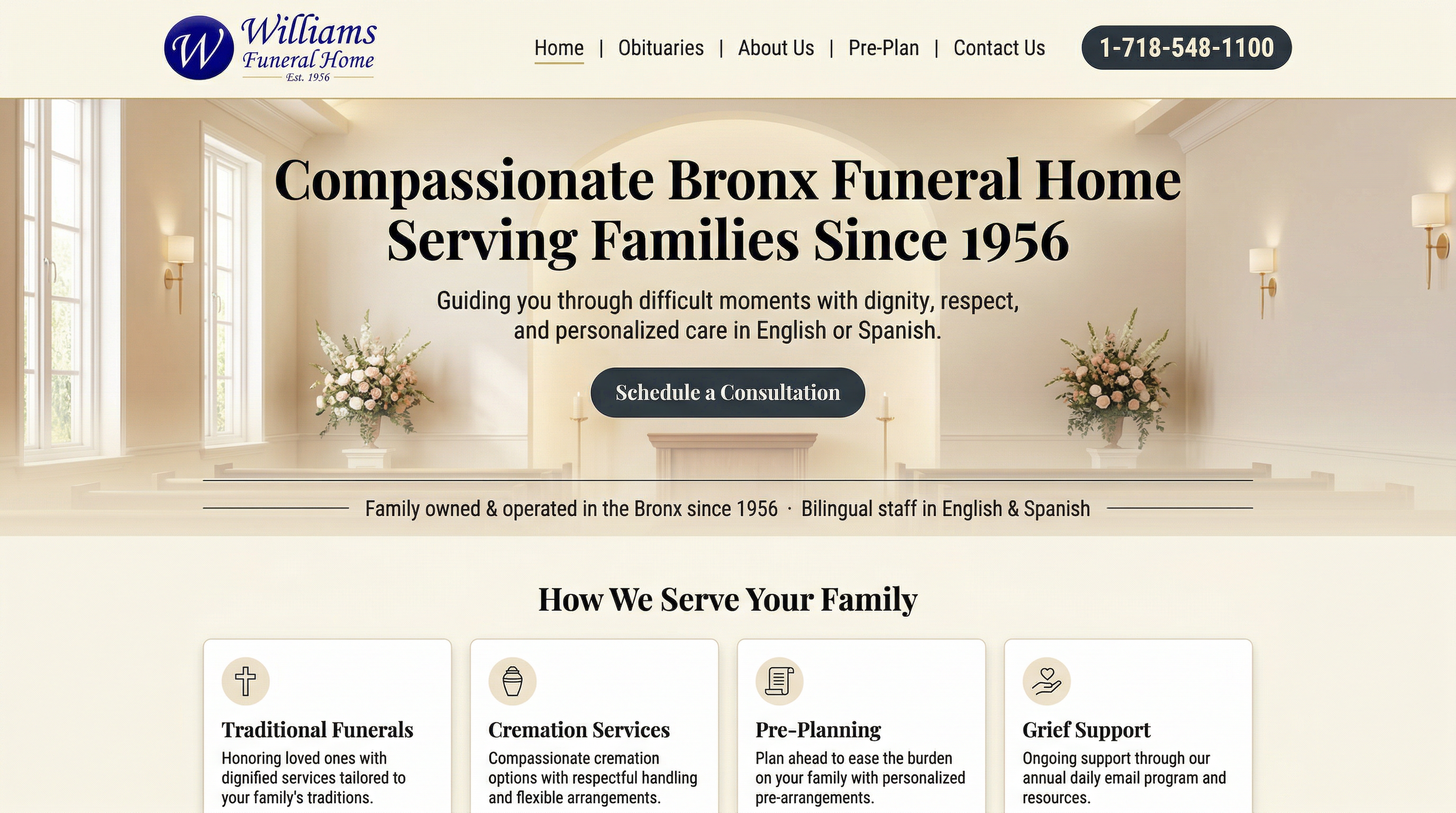 Williams Funeral Home website preview